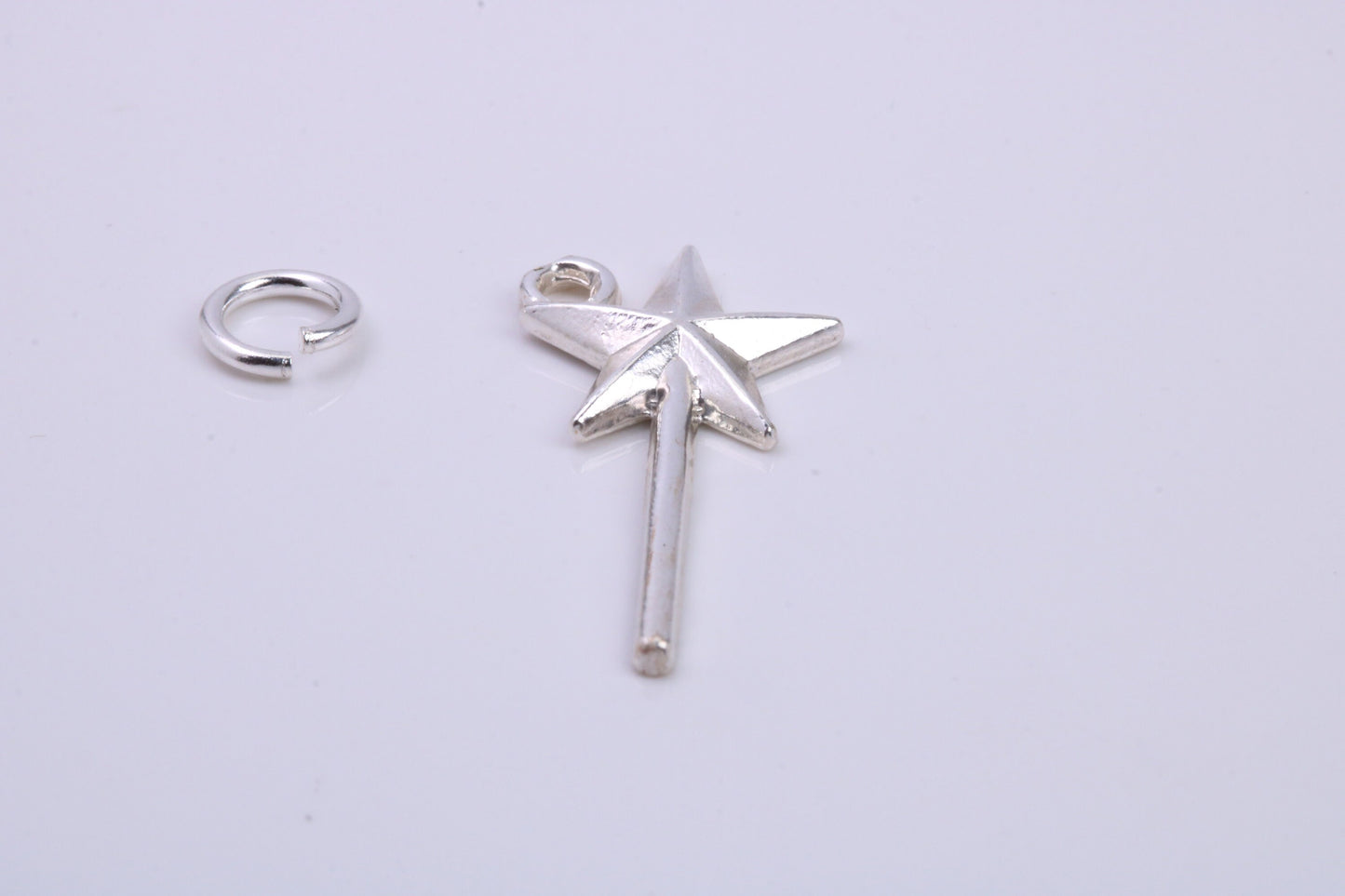 Princess Magic Wand Charm, Traditional Charm, Made from Solid 925 Grade Sterling Silver, Complete with Attachment Link