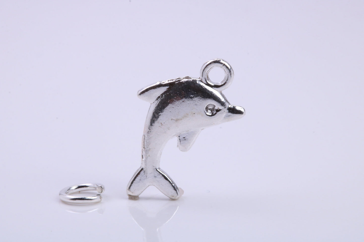 Dolphin Charm, Traditional Charm, Made from Solid 925 Grade Sterling Silver, Complete with Attachment Link