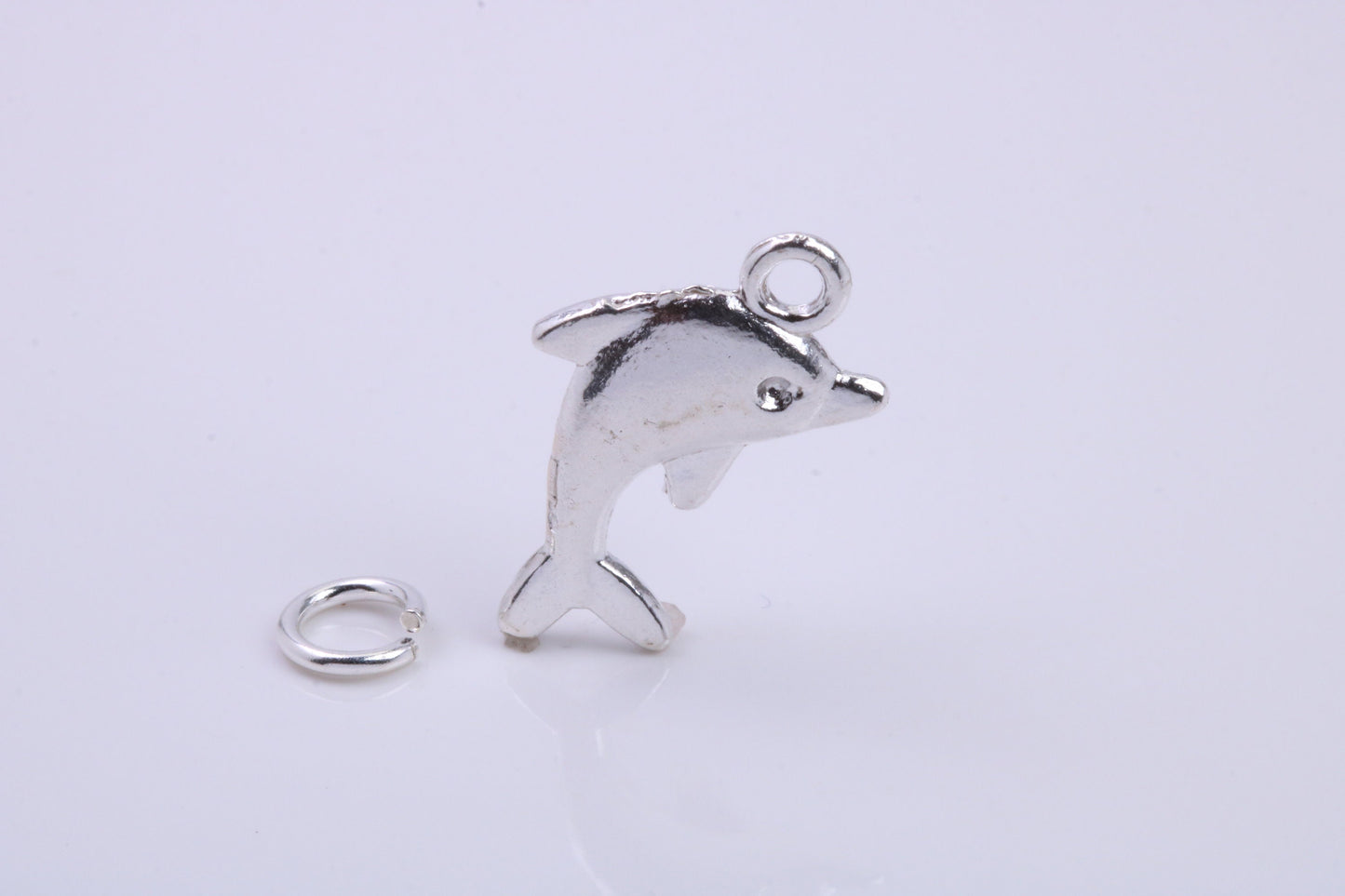 Dolphin Charm, Traditional Charm, Made from Solid 925 Grade Sterling Silver, Complete with Attachment Link