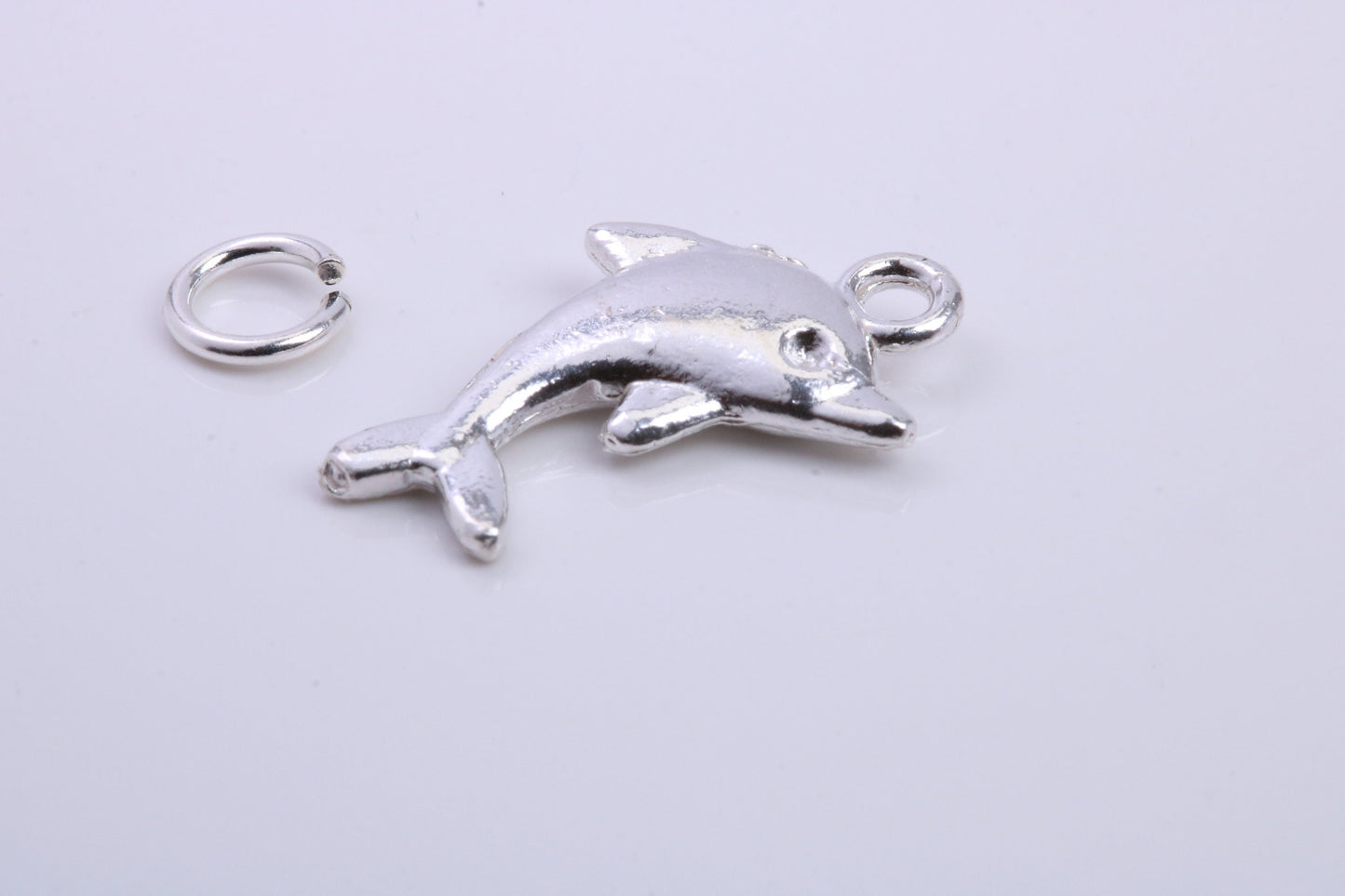 Dolphin Charm, Traditional Charm, Made from Solid 925 Grade Sterling Silver, Complete with Attachment Link