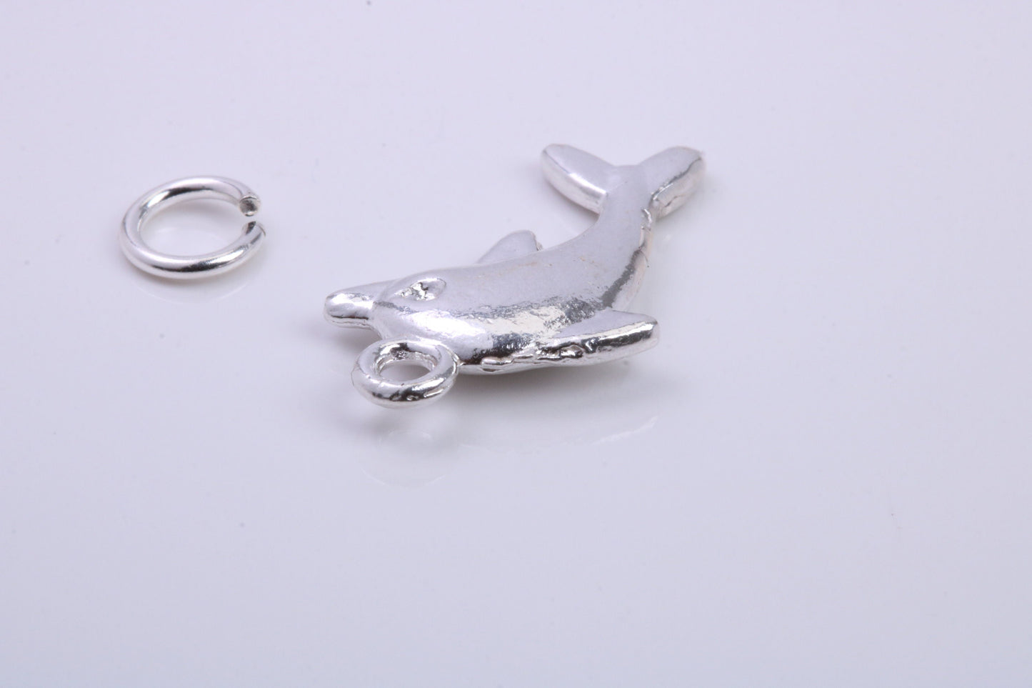 Dolphin Charm, Traditional Charm, Made from Solid 925 Grade Sterling Silver, Complete with Attachment Link