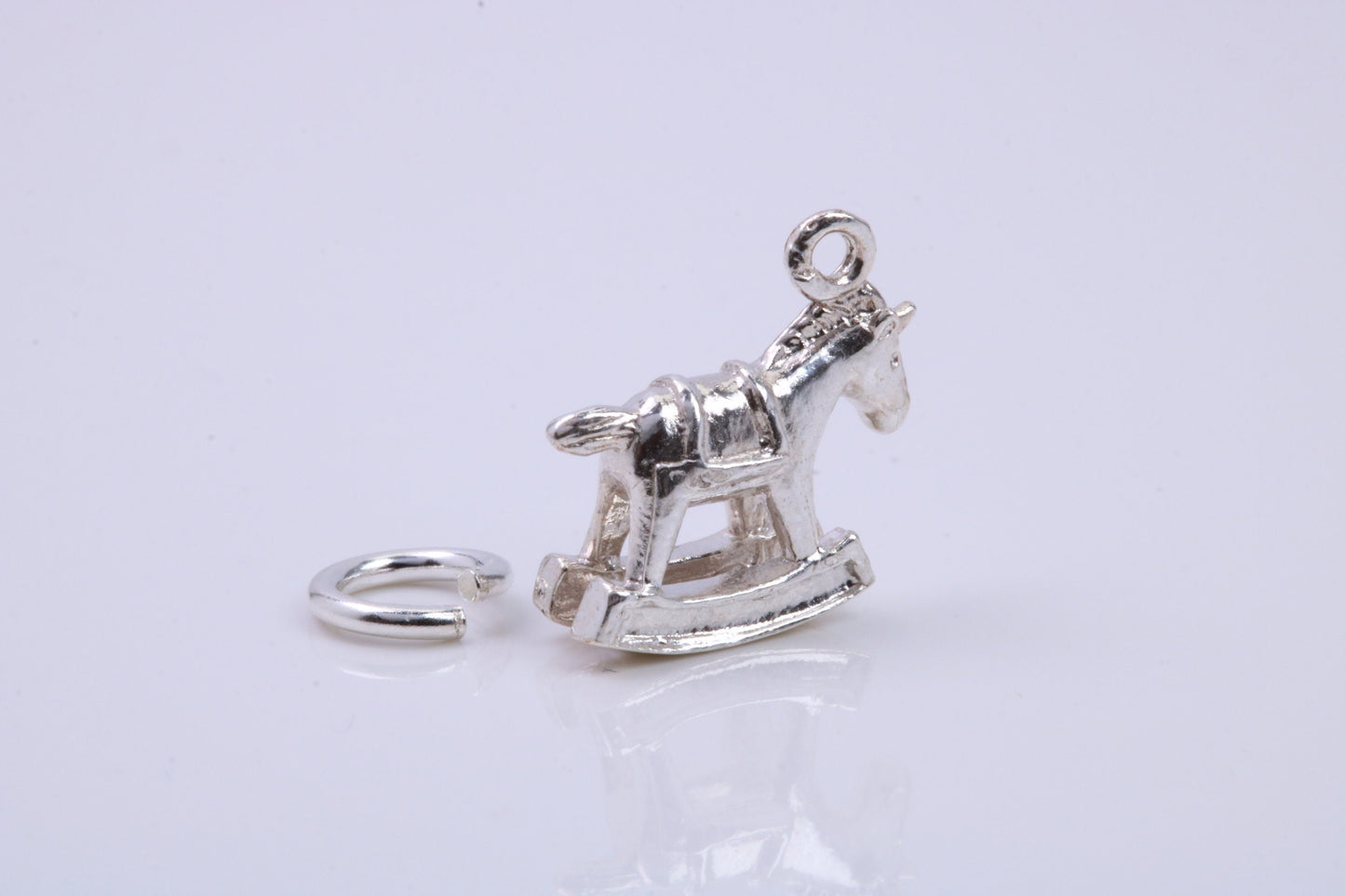 Rocking Horse Charm, Traditional Charm, Made from Solid 925 Grade Sterling Silver, Complete with Attachment Link