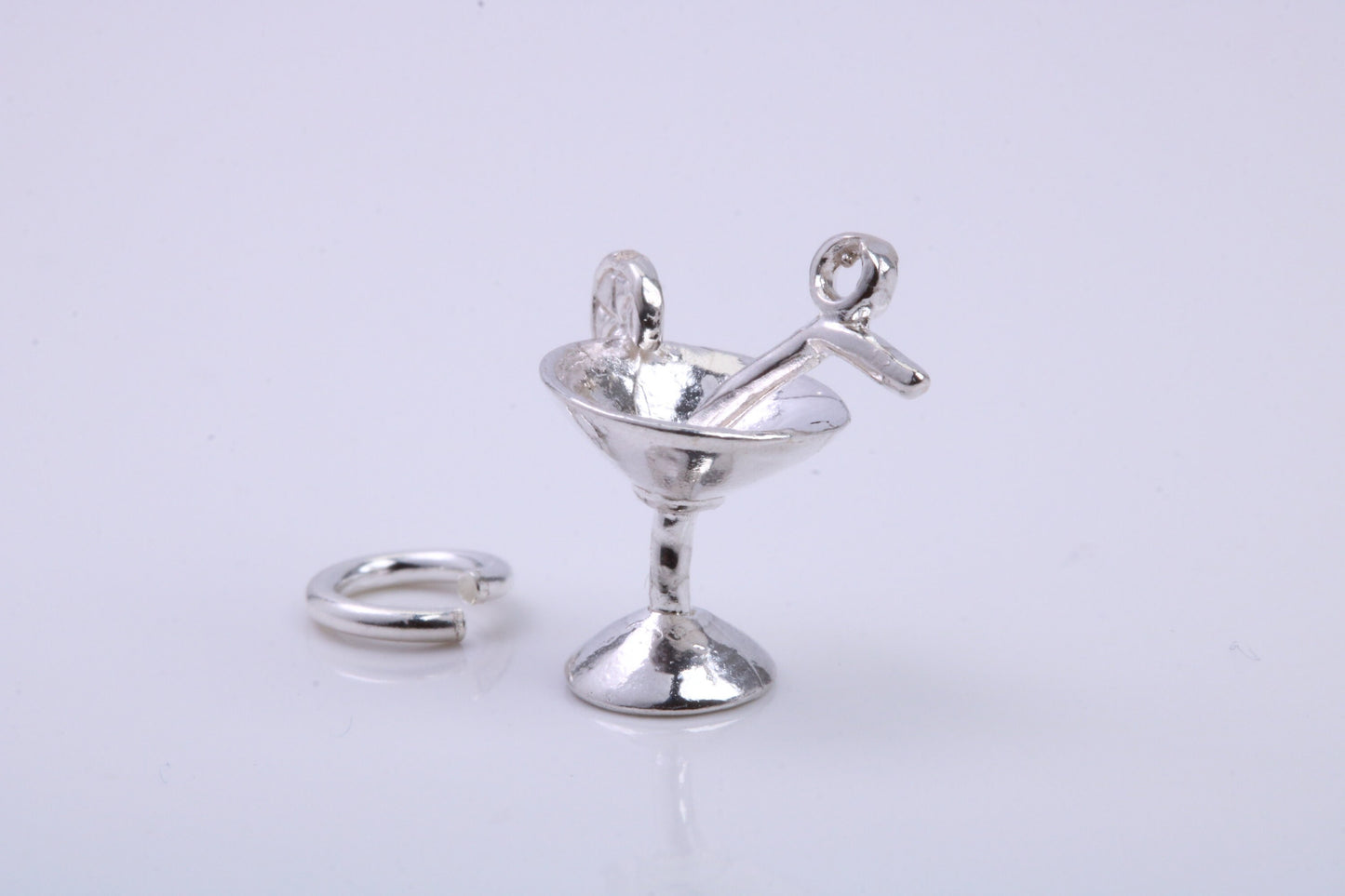 Cocktail Glass Charm, Traditional Charm, Made from Solid 925 Grade Sterling Silver, Complete with Attachment Link
