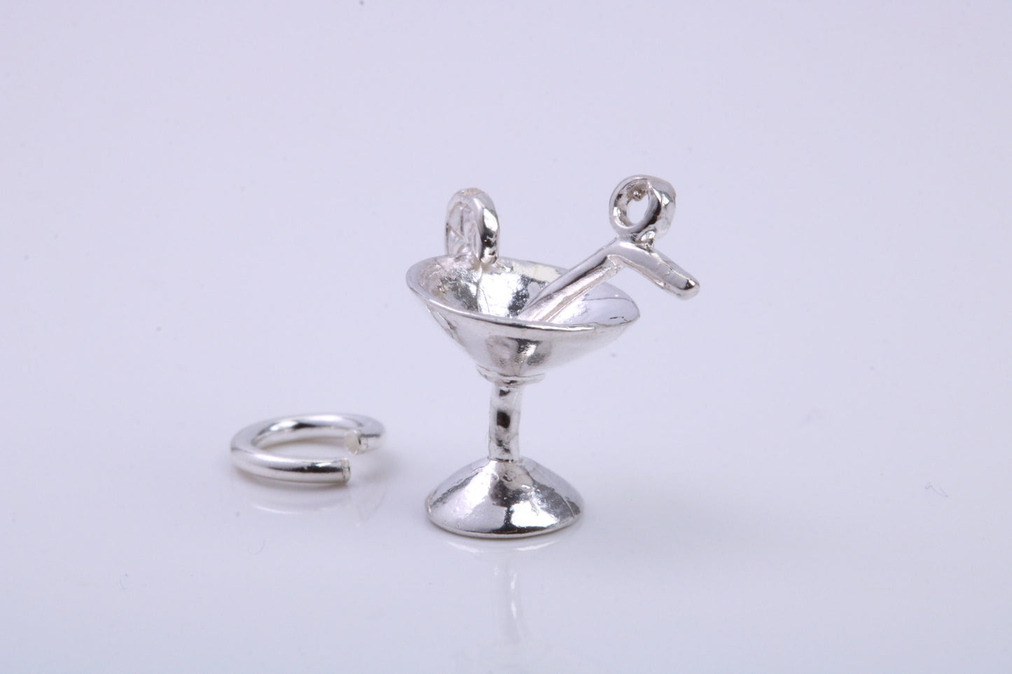 Cocktail Glass Charm, Traditional Charm, Made from Solid 925 Grade Sterling Silver, Complete with Attachment Link
