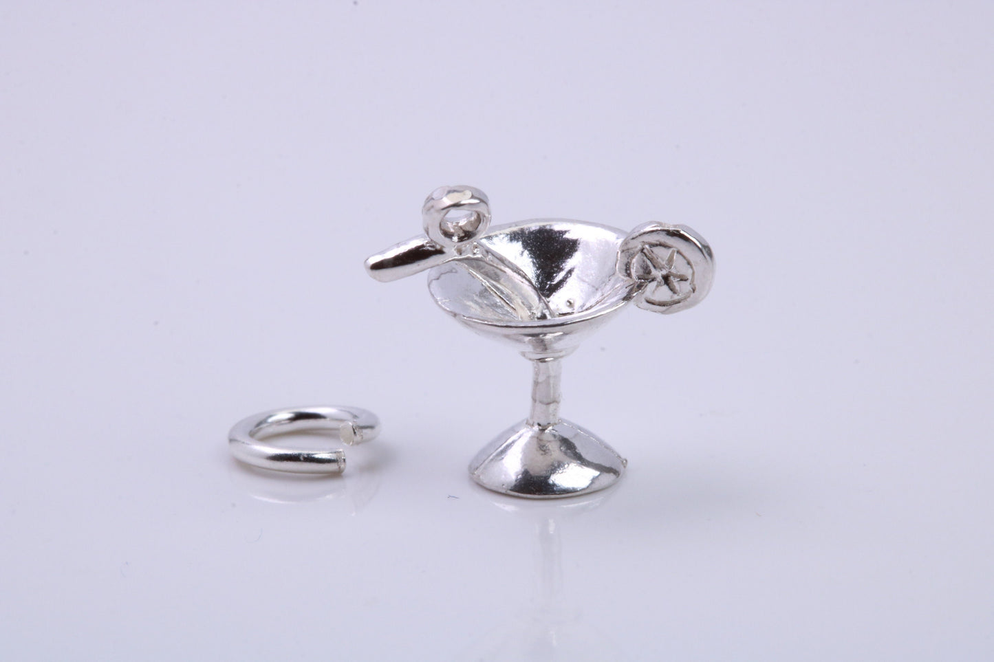 Cocktail Glass Charm, Traditional Charm, Made from Solid 925 Grade Sterling Silver, Complete with Attachment Link