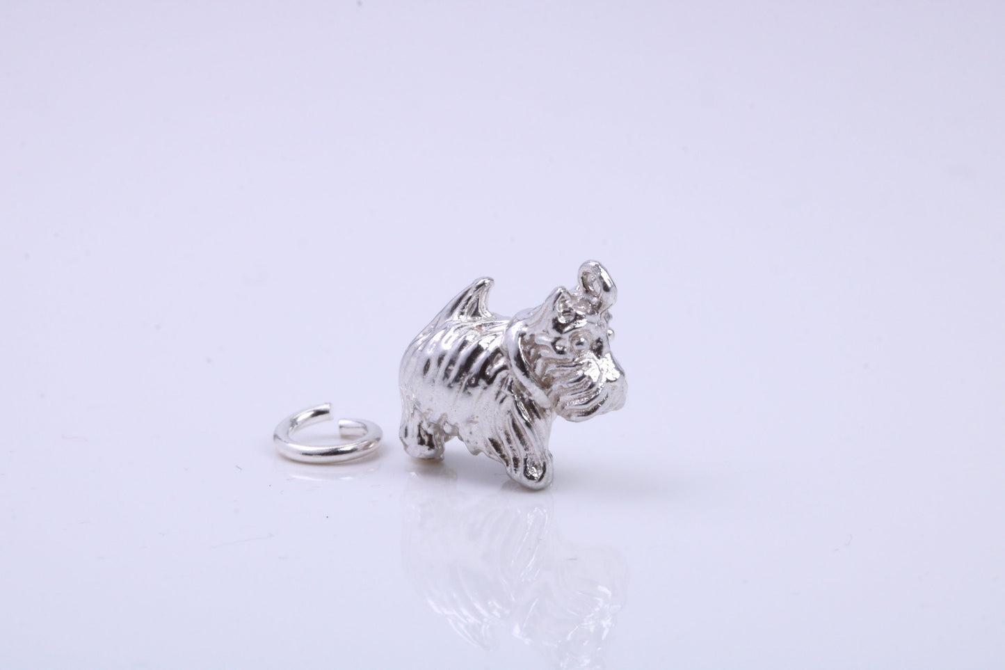 Scottish Terrier Dog Charm, Traditional Charm, Made from Solid 925 Grade Sterling Silver, Complete with Attachment Link