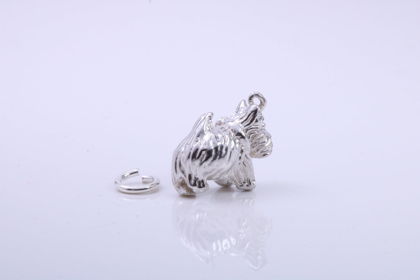 Scottish Terrier Dog Charm, Traditional Charm, Made from Solid 925 Grade Sterling Silver, Complete with Attachment Link