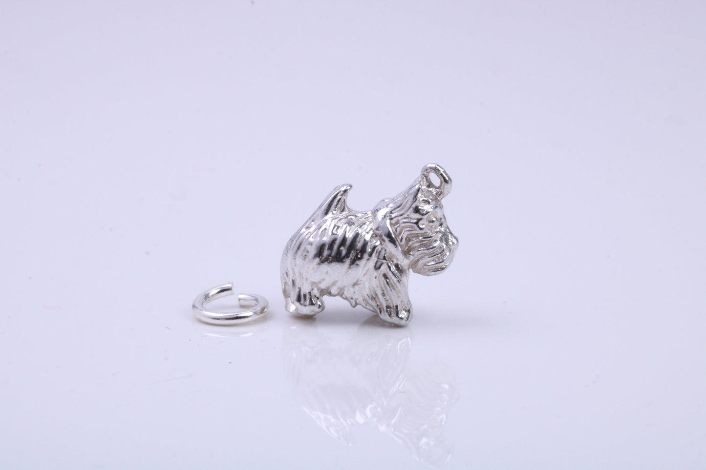 Scottish Terrier Dog Charm, Traditional Charm, Made from Solid 925 Grade Sterling Silver, Complete with Attachment Link