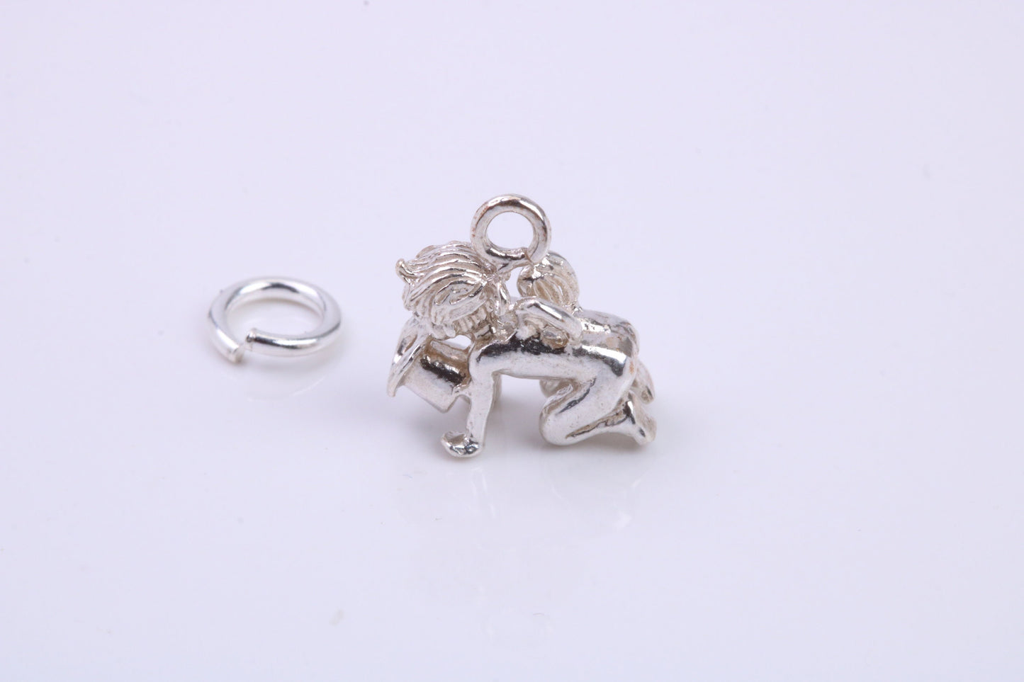 Cupid Charm, Traditional Charm, Made from Solid 925 Grade Sterling Silver, Complete with Attachment Link
