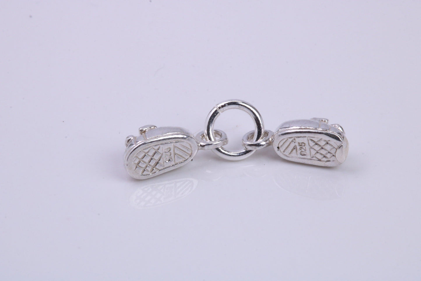Baby Shoes Charm, Traditional Charm, Made from Solid 925 Grade Sterling Silver, Complete with Attachment Link