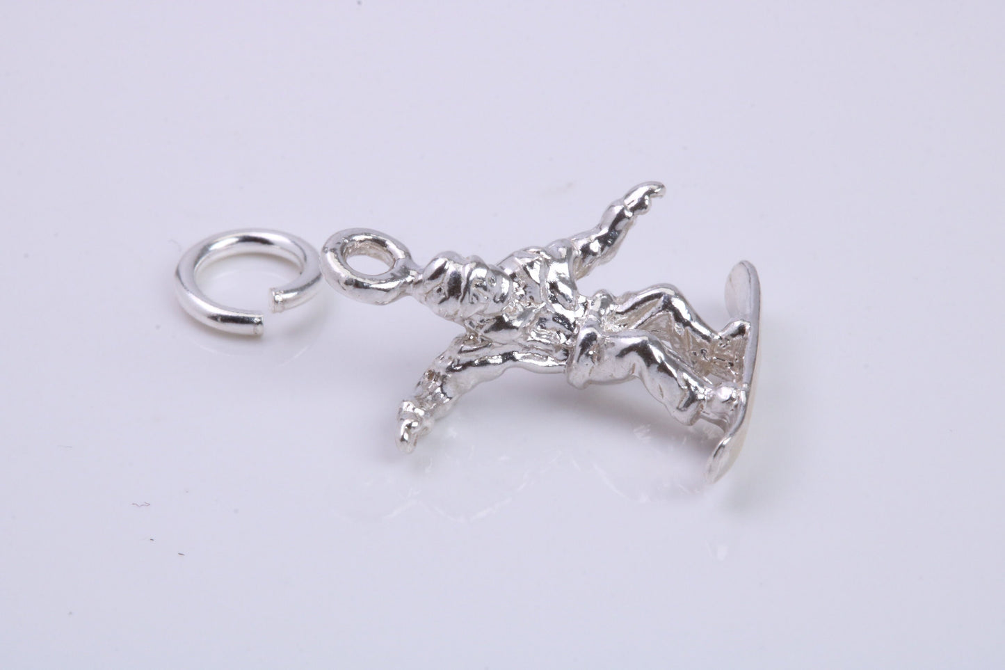 Surfer Charm, Traditional Charm, Made from Solid 925 Grade Sterling Silver, Complete with Attachment Link