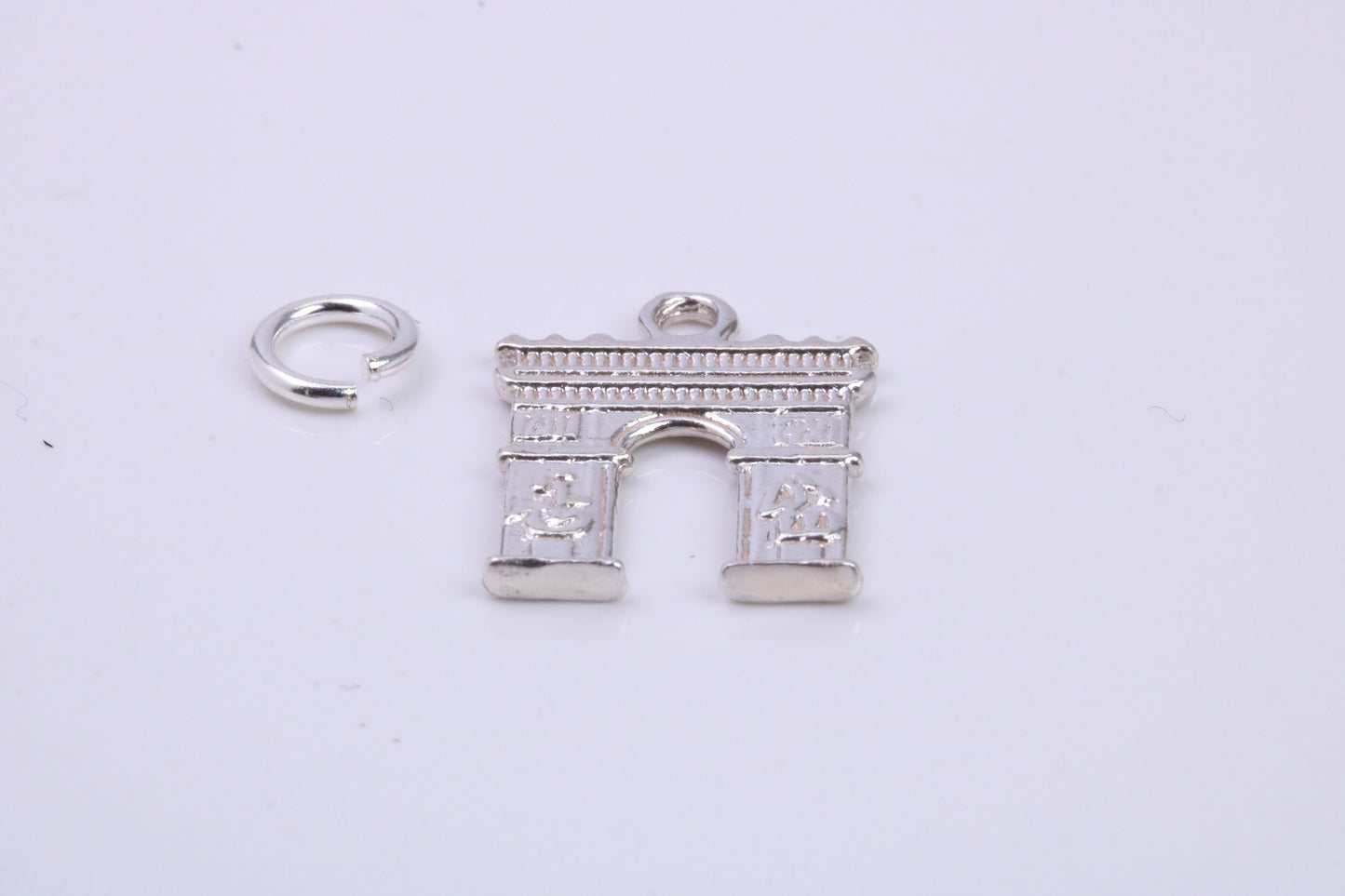 Arc De Triomphe Charm, Traditional Charm, Made from Solid 925 Grade Sterling Silver, Complete with Attachment Link
