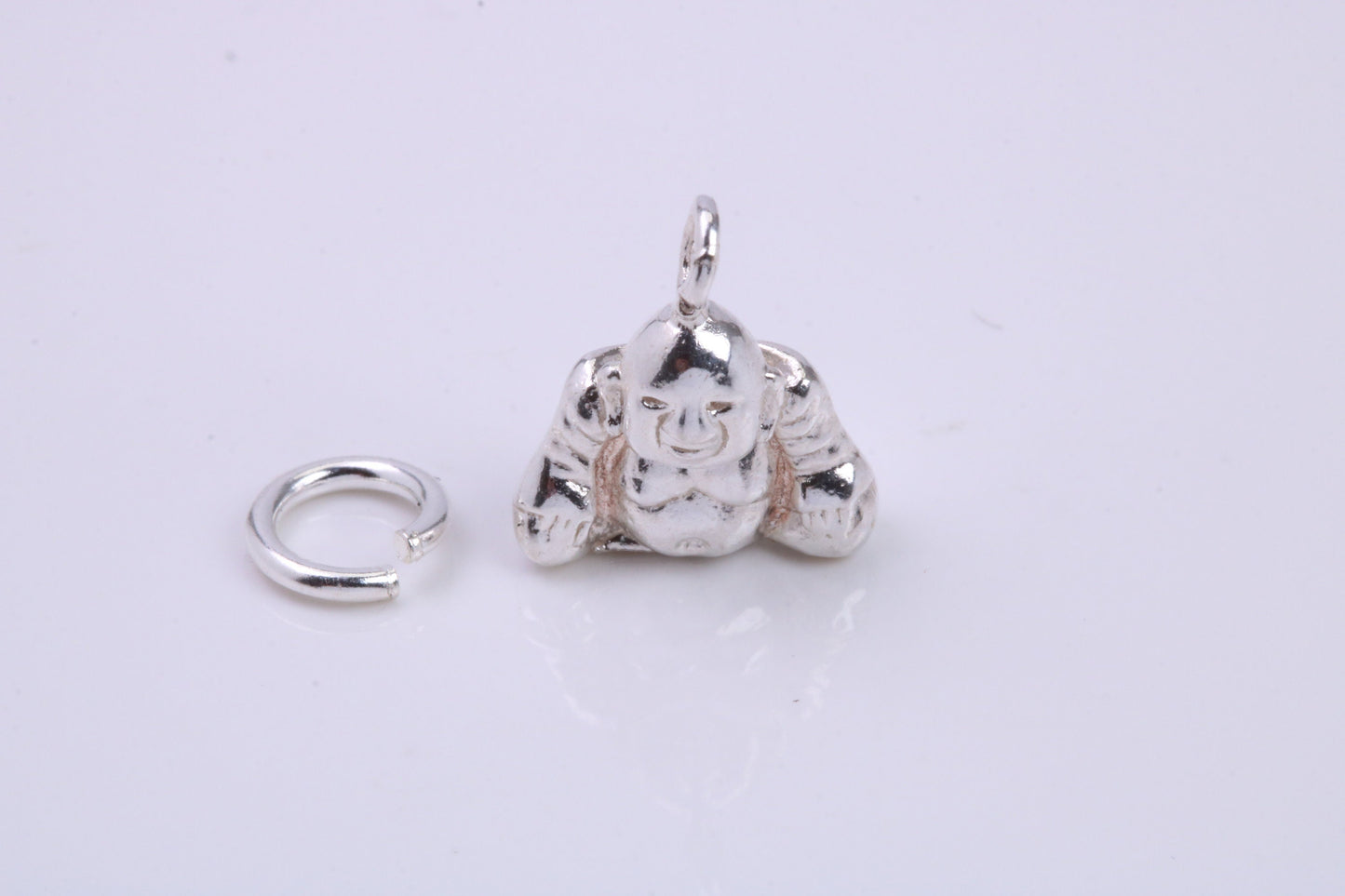 Buddha Charm, Traditional Charm, Made from Solid 925 Grade Sterling Silver, Complete with Attachment Link