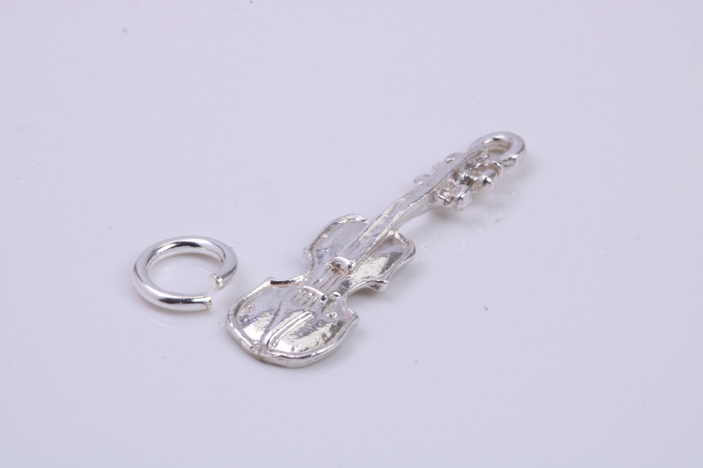 Violin Charm, Traditional Charm, Made from Solid 925 Grade Sterling Silver, Complete with Attachment Link