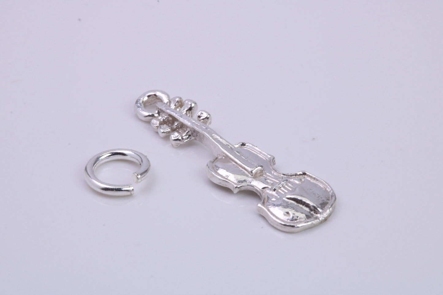 Violin Charm, Traditional Charm, Made from Solid 925 Grade Sterling Silver, Complete with Attachment Link