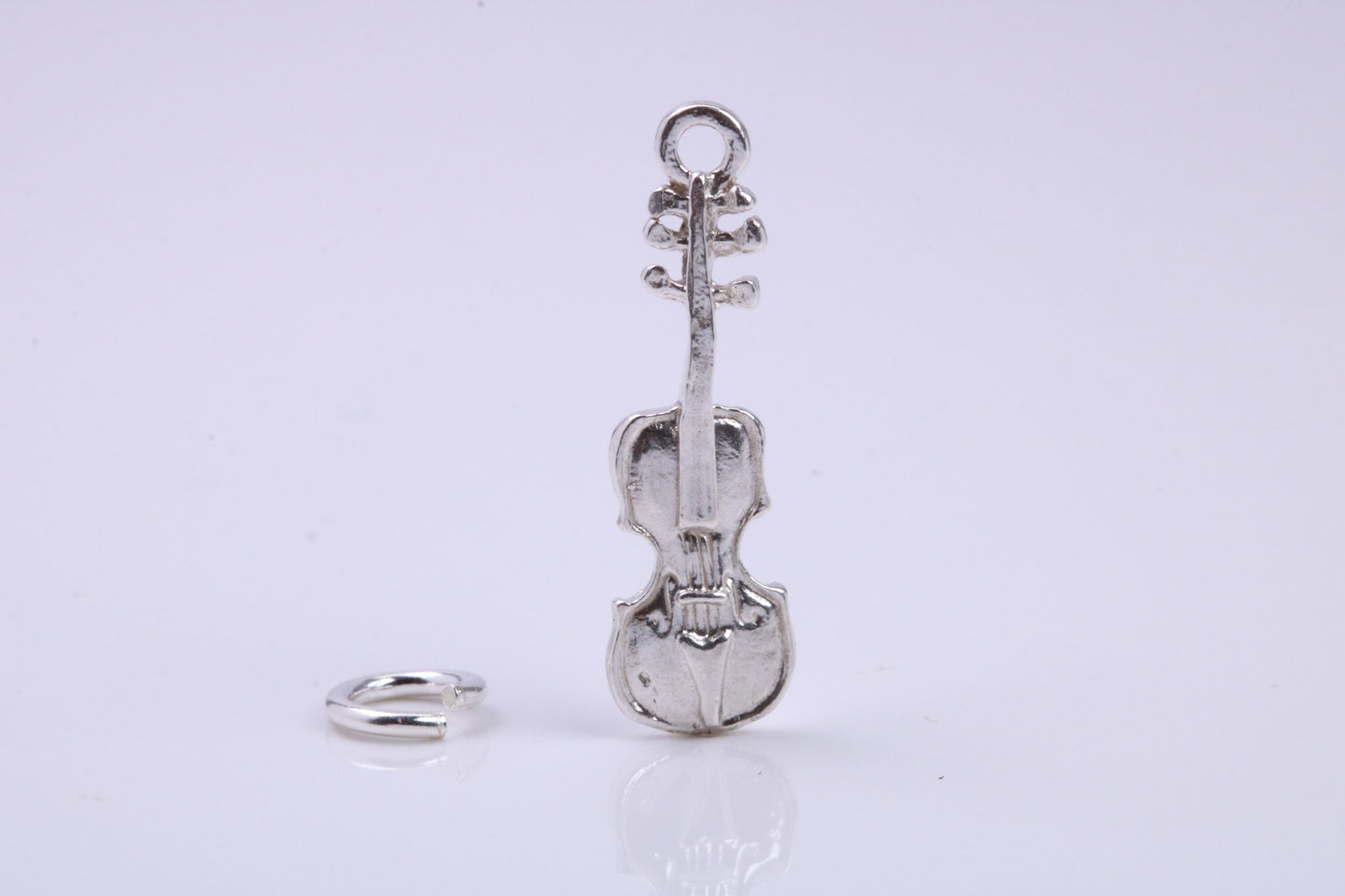 Violin Charm, Traditional Charm, Made from Solid 925 Grade Sterling Silver, Complete with Attachment Link