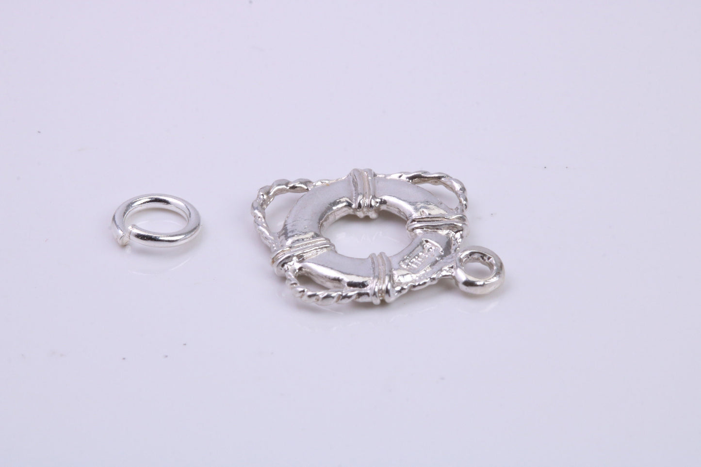 Lifebuoy Charm, Traditional Charm, Made from Solid 925 Grade Sterling Silver, Complete with Attachment Link