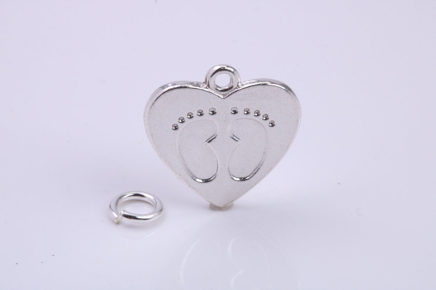 Foot Prints Charm, Traditional Charm, Made from Solid 925 Grade Sterling Silver, Complete with Attachment Link