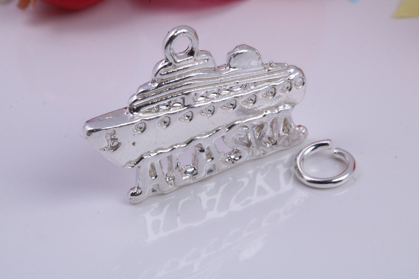 Alaska Cruise Charm, Traditional Charm, Made from Solid 925 Grade Sterling Silver, Complete with Attachment Link