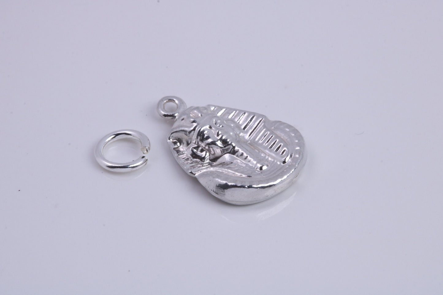 King Tutankhamun Charm, Traditional Charm, Made from Solid 925 Grade Sterling Silver, Complete with Attachment Link