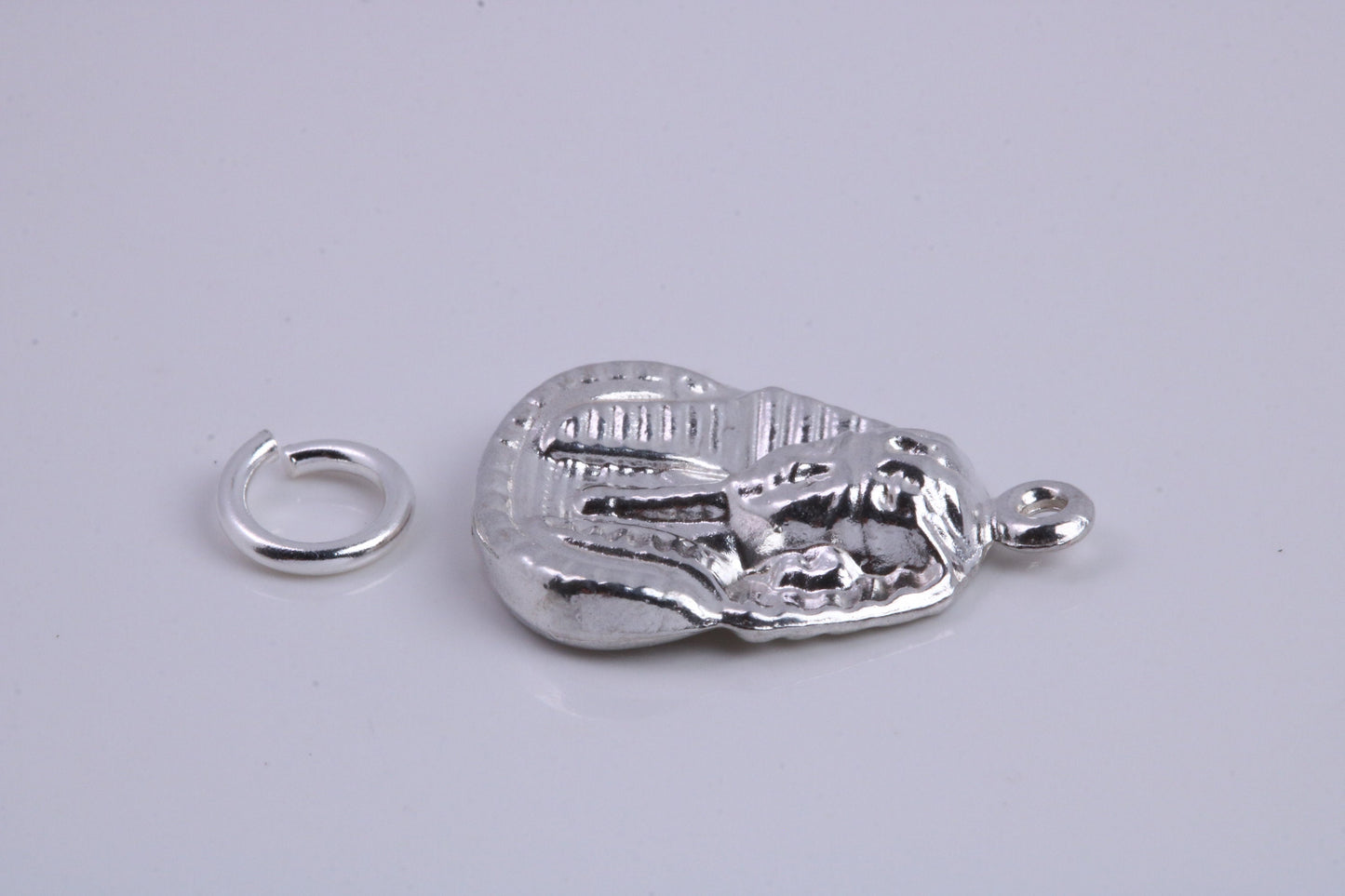 King Tutankhamun Charm, Traditional Charm, Made from Solid 925 Grade Sterling Silver, Complete with Attachment Link