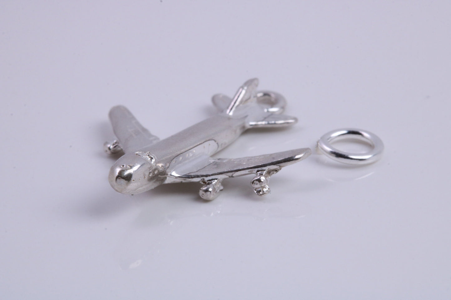 Jumbo Jet 747 Charm, Traditional Charm, Made from Solid 925 Grade Sterling Silver, Complete with Attachment Link