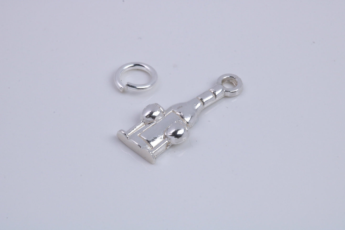 Wine Bottle and Glasses Charm, Traditional Charm, Made from Solid 925 Grade Sterling Silver, Complete with Attachment Link