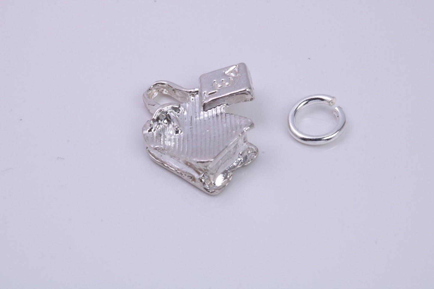 Tea Bag Charm, Traditional Charm, Made from Solid 925 Grade Sterling Silver, Complete with Attachment Link