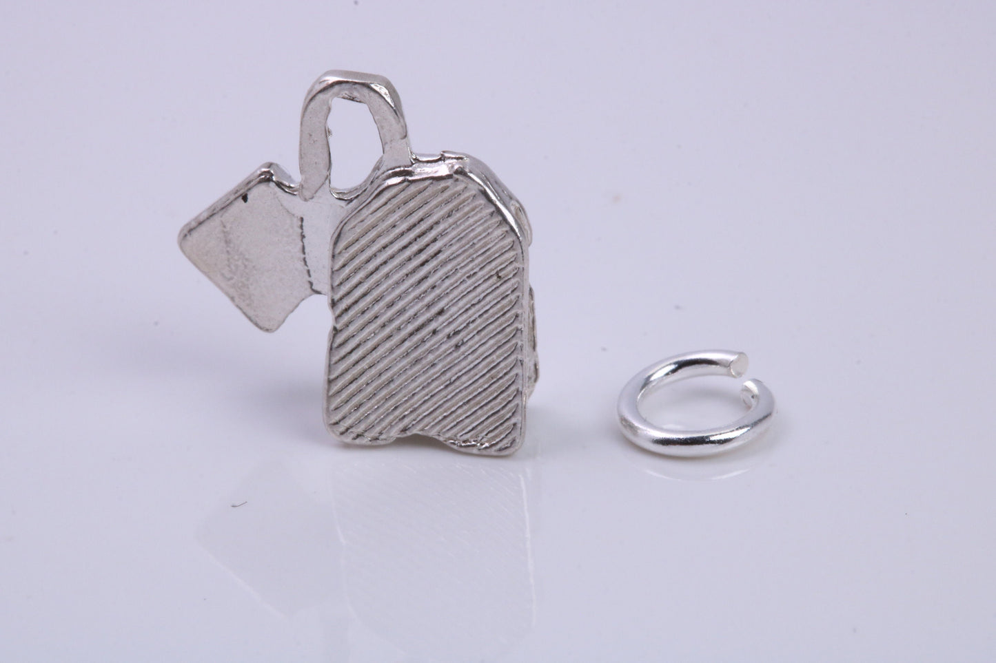 Tea Bag Charm, Traditional Charm, Made from Solid 925 Grade Sterling Silver, Complete with Attachment Link