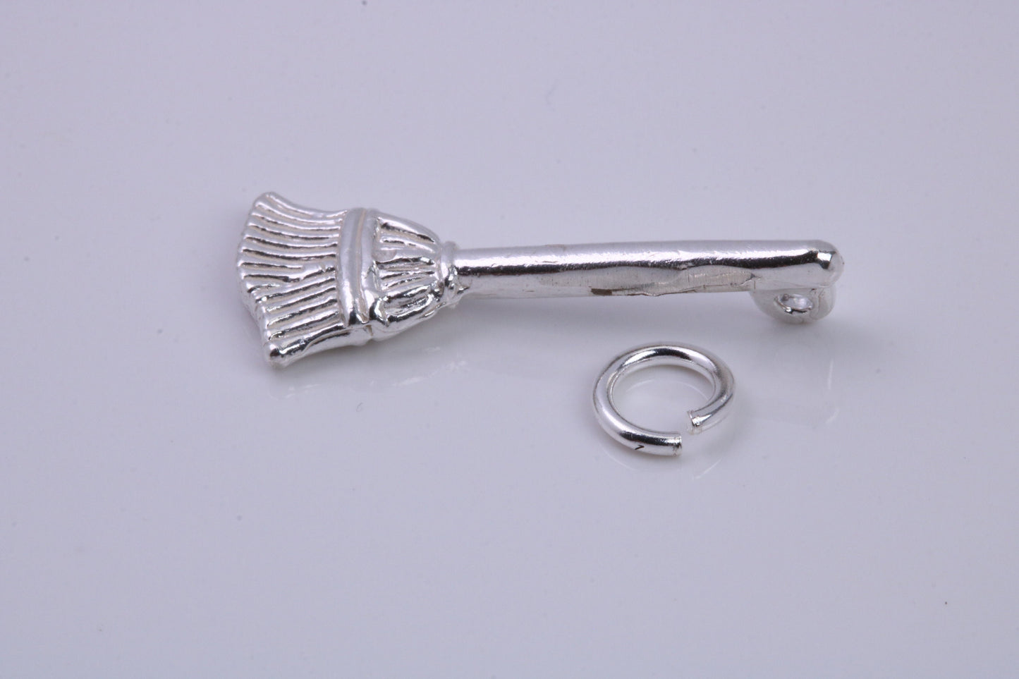 Witches Broom Stick Charm, Traditional Charm, Made from Solid 925 Grade Sterling Silver, Complete with Attachment Link