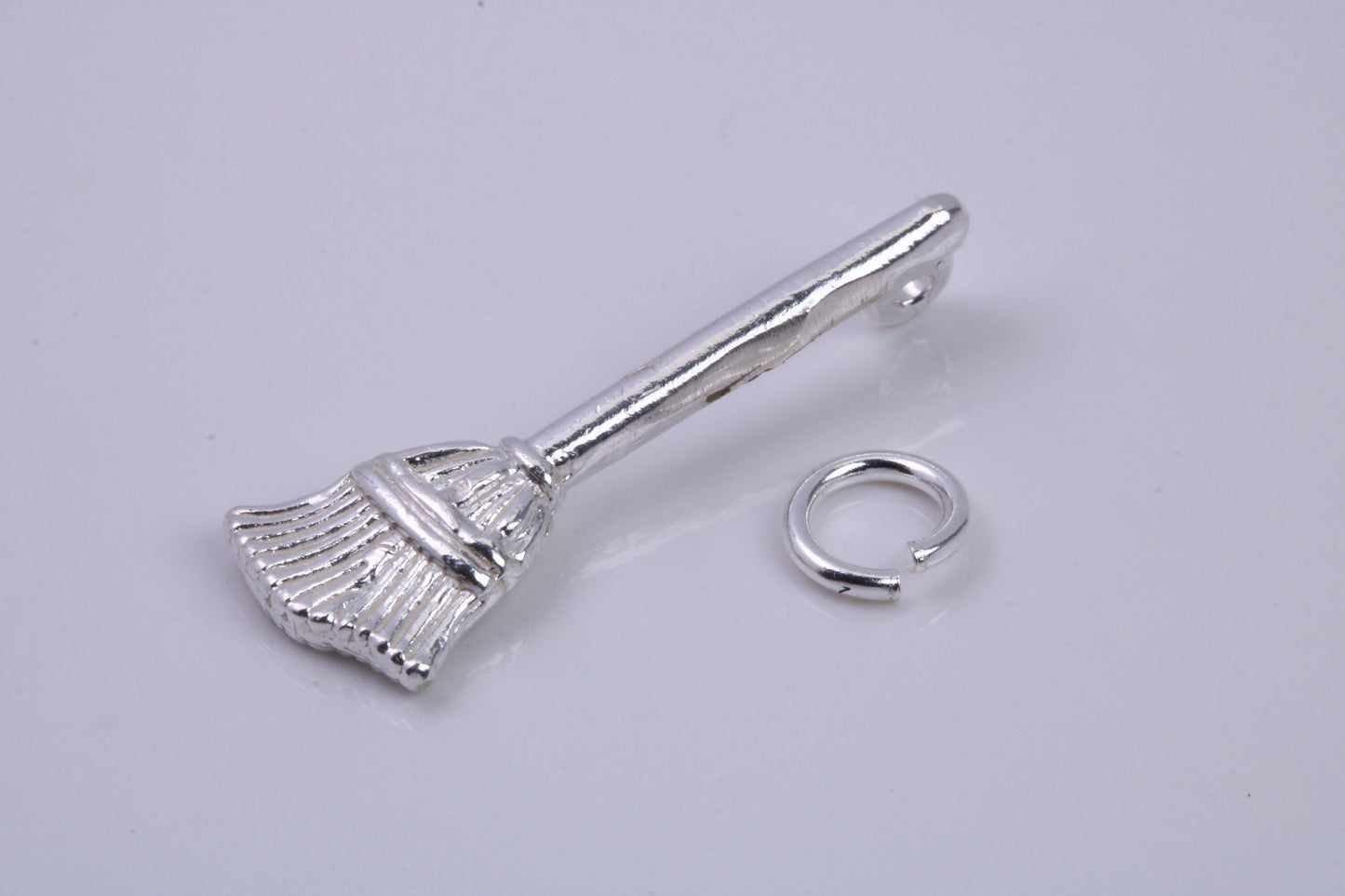 Witches Broom Stick Charm, Traditional Charm, Made from Solid 925 Grade Sterling Silver, Complete with Attachment Link