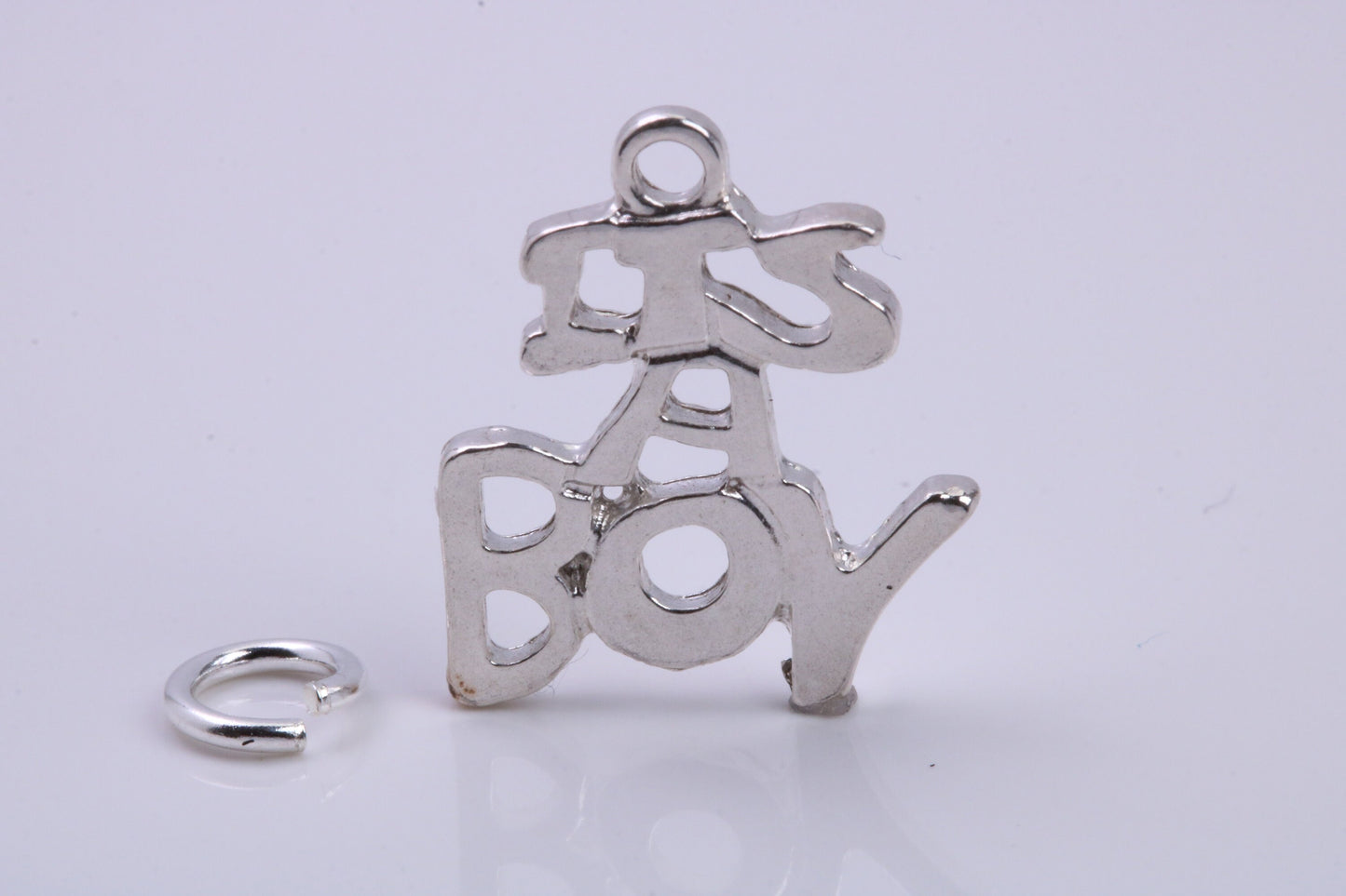 It's A Boy Charm, Traditional Charm, Made from Solid 925 Grade Sterling Silver, Complete with Attachment Link