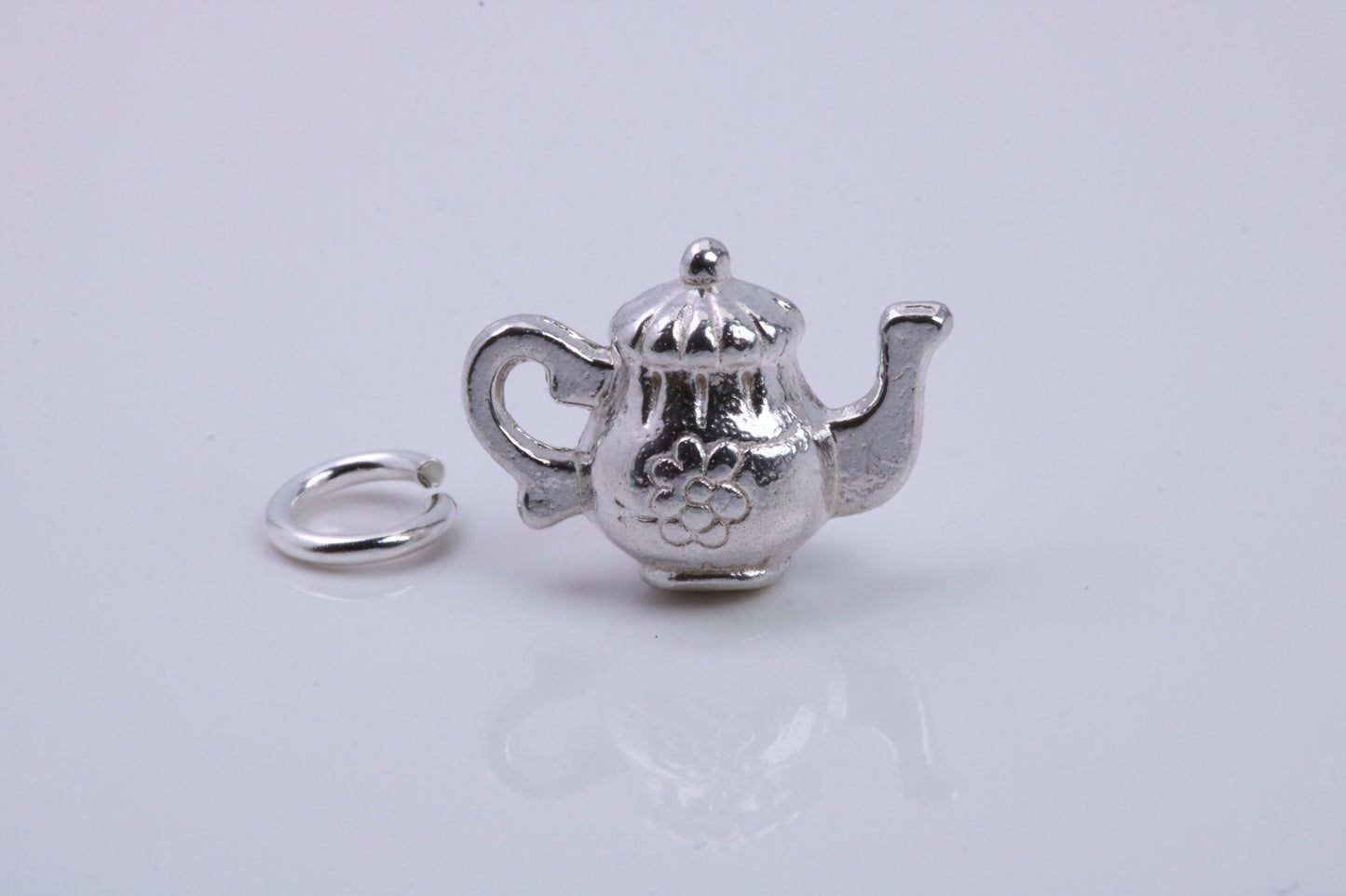 Tea Pot Charm, Traditional Charm, Made from Solid 925 Grade Sterling Silver, Complete with Attachment Link