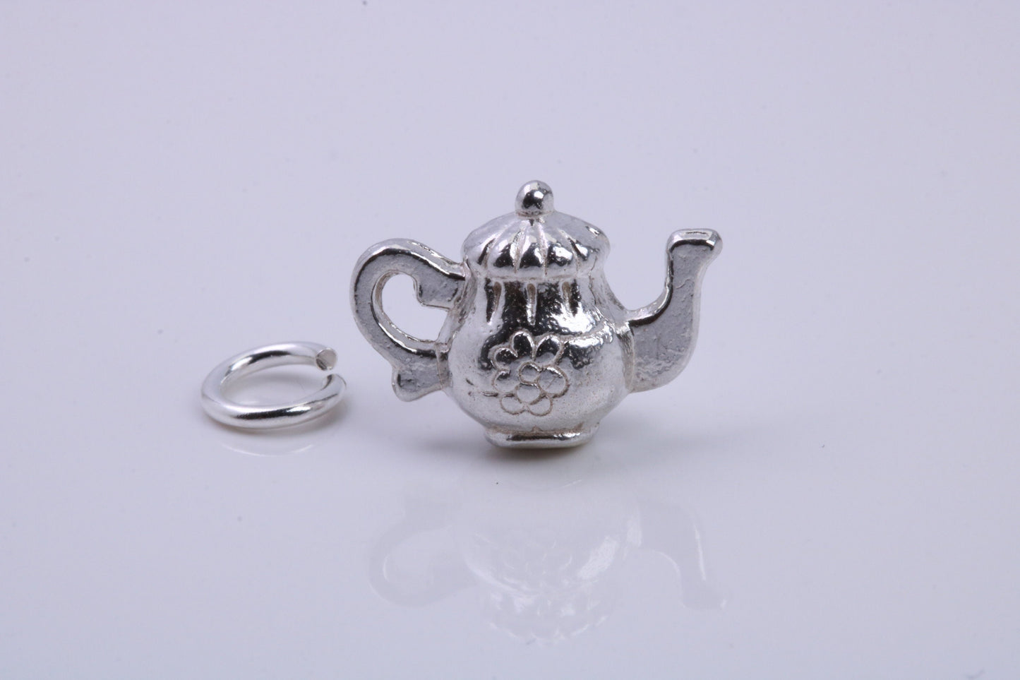 Tea Pot Charm, Traditional Charm, Made from Solid 925 Grade Sterling Silver, Complete with Attachment Link