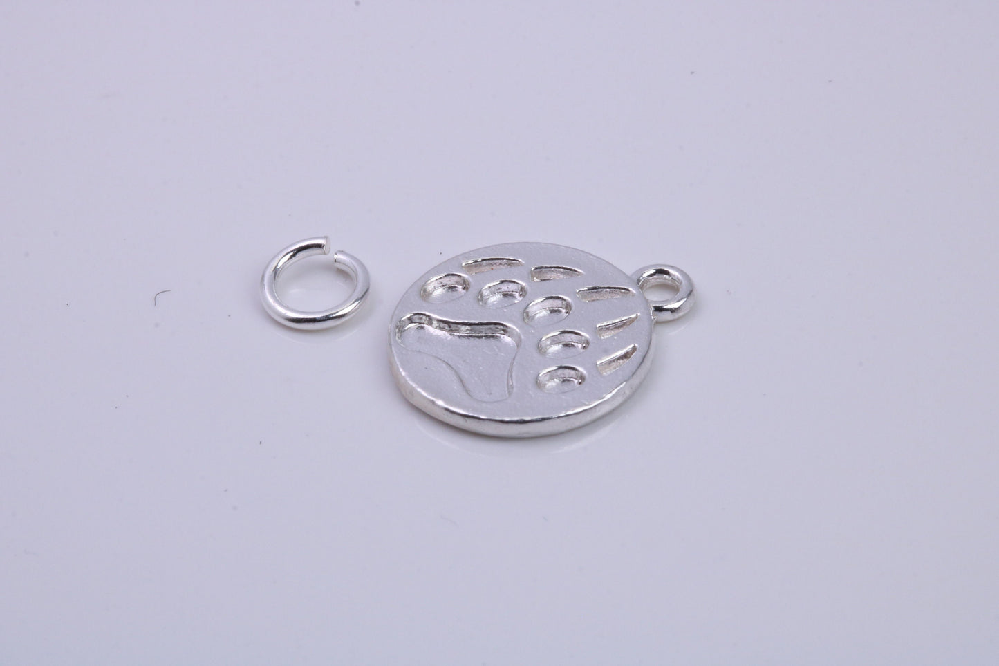 Paw Print Charm, Traditional Charm, Made from Solid 925 Grade Sterling Silver, Complete with Attachment Link