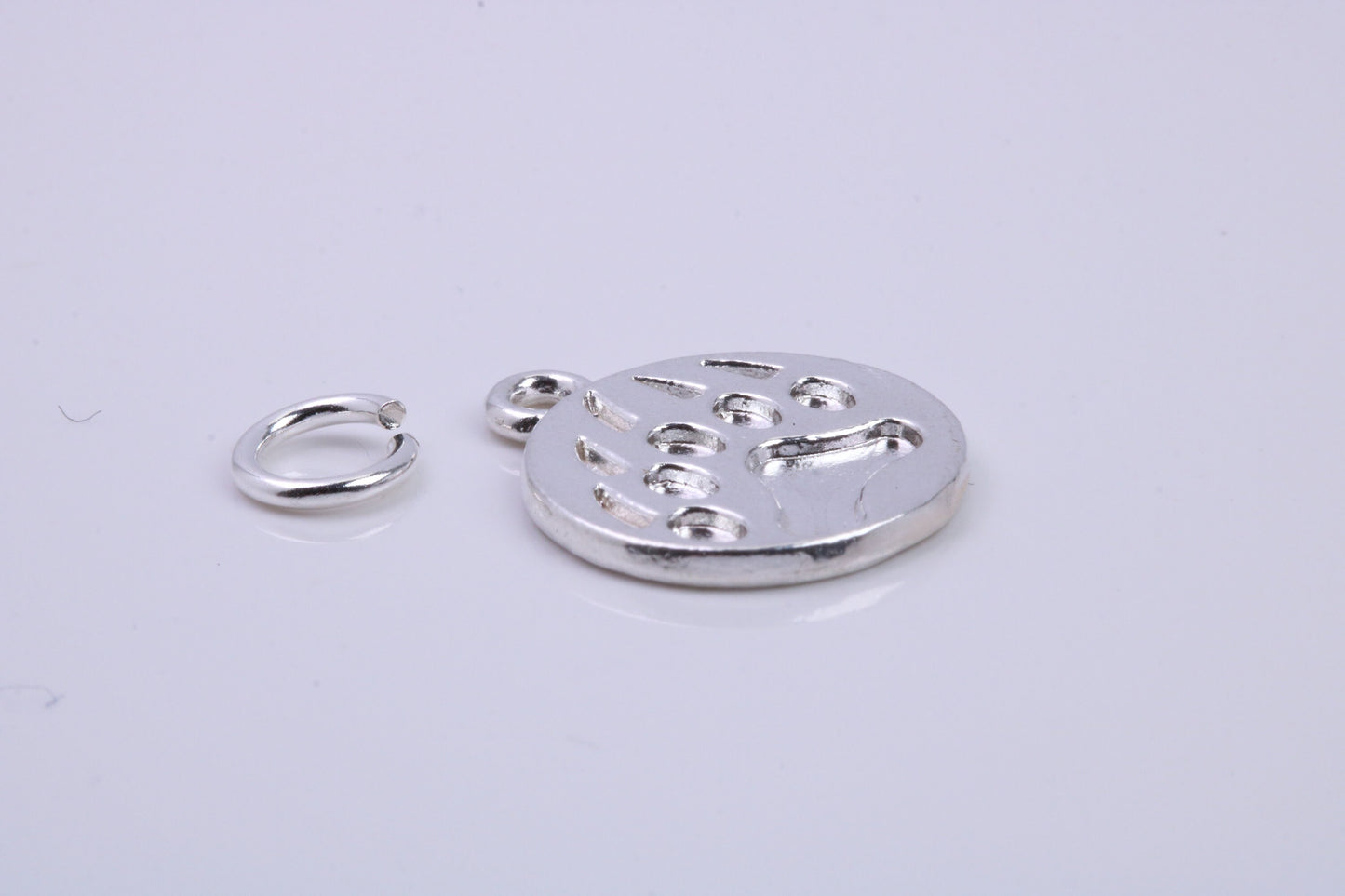 Paw Print Charm, Traditional Charm, Made from Solid 925 Grade Sterling Silver, Complete with Attachment Link
