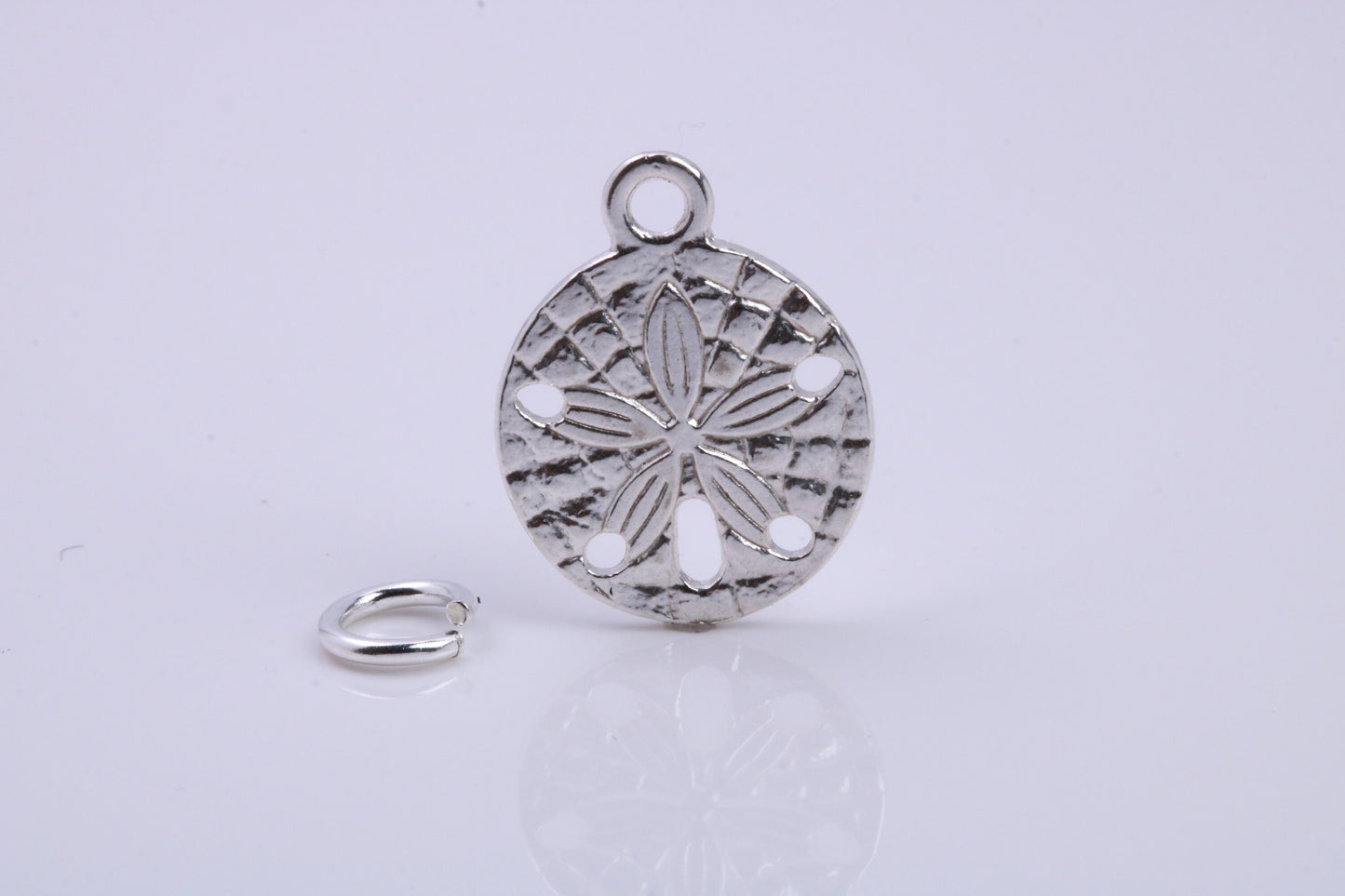 Flower Fossil Charm, Traditional Charm, Made from Solid 925 Grade Sterling Silver, Complete with Attachment Link