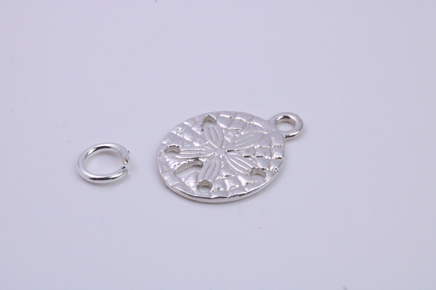 Flower Fossil Charm, Traditional Charm, Made from Solid 925 Grade Sterling Silver, Complete with Attachment Link