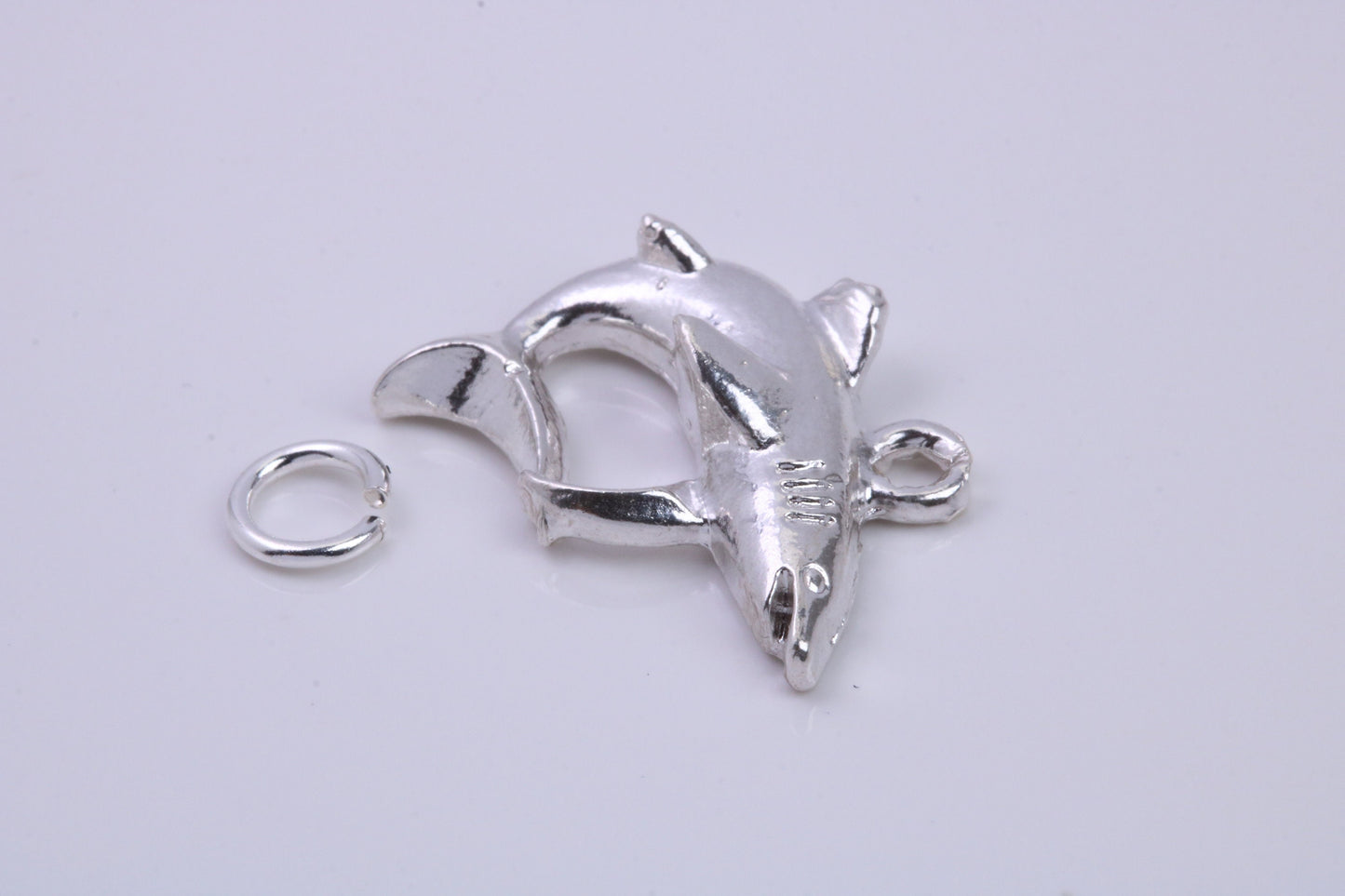 Great White Shark Charm, Traditional Charm, Made from Solid 925 Grade Sterling Silver, Complete with Attachment Link