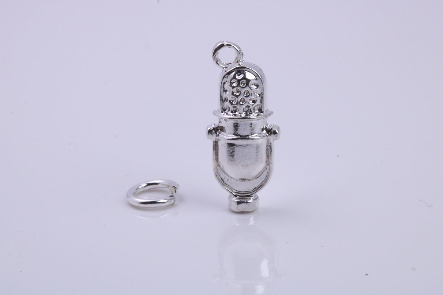 Antique Microphone Charm, Traditional Charm, Made from Solid 925 Grade Sterling Silver, Complete with Attachment Link