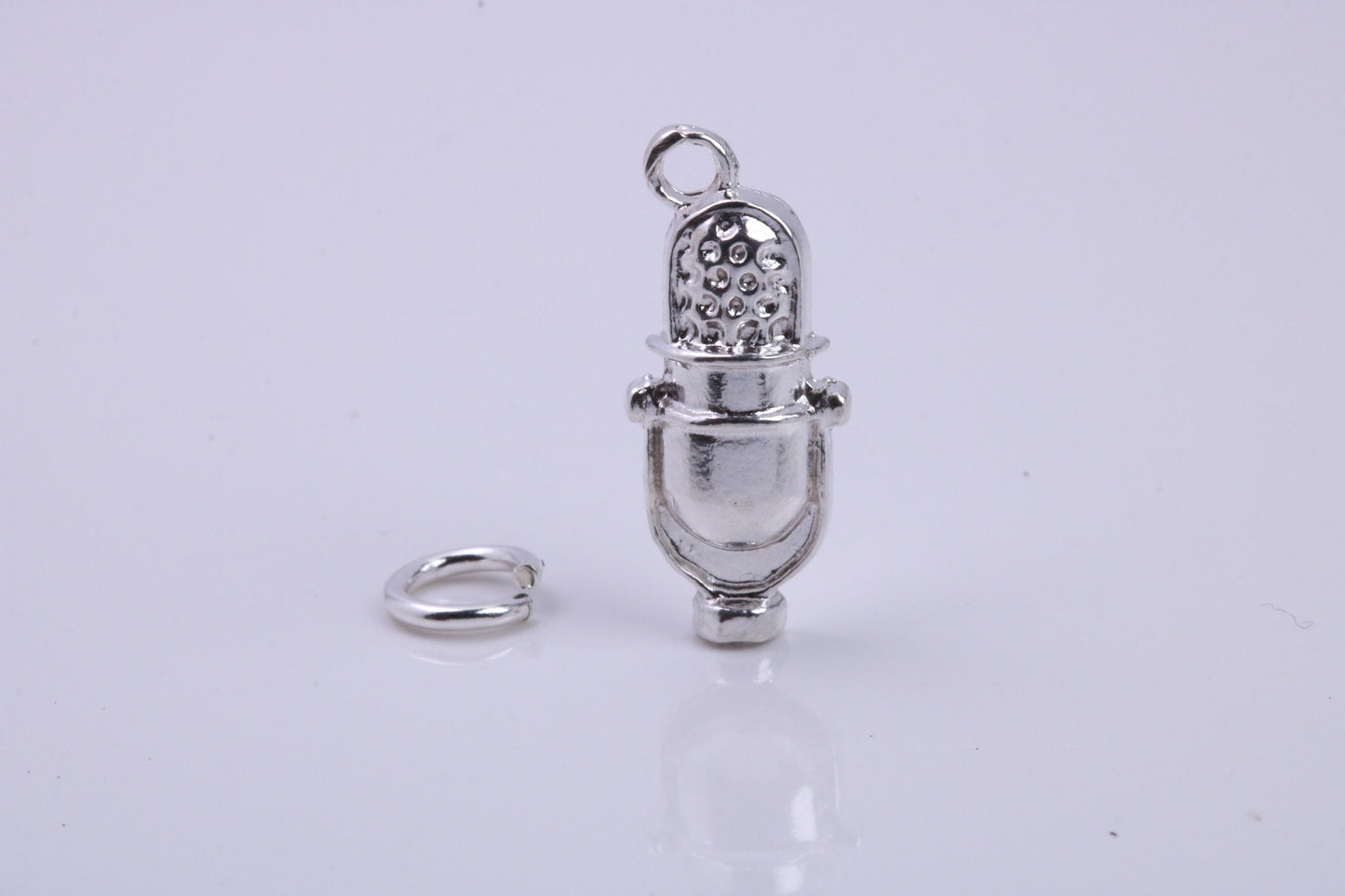 Antique Microphone Charm, Traditional Charm, Made from Solid 925 Grade Sterling Silver, Complete with Attachment Link