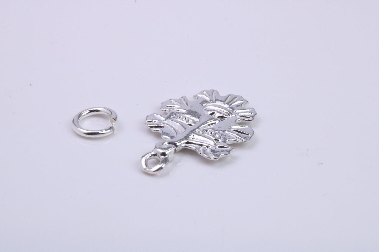 Green Man Charm, Traditional Charm, Made from Solid 925 Grade Sterling Silver, Complete with Attachment Link