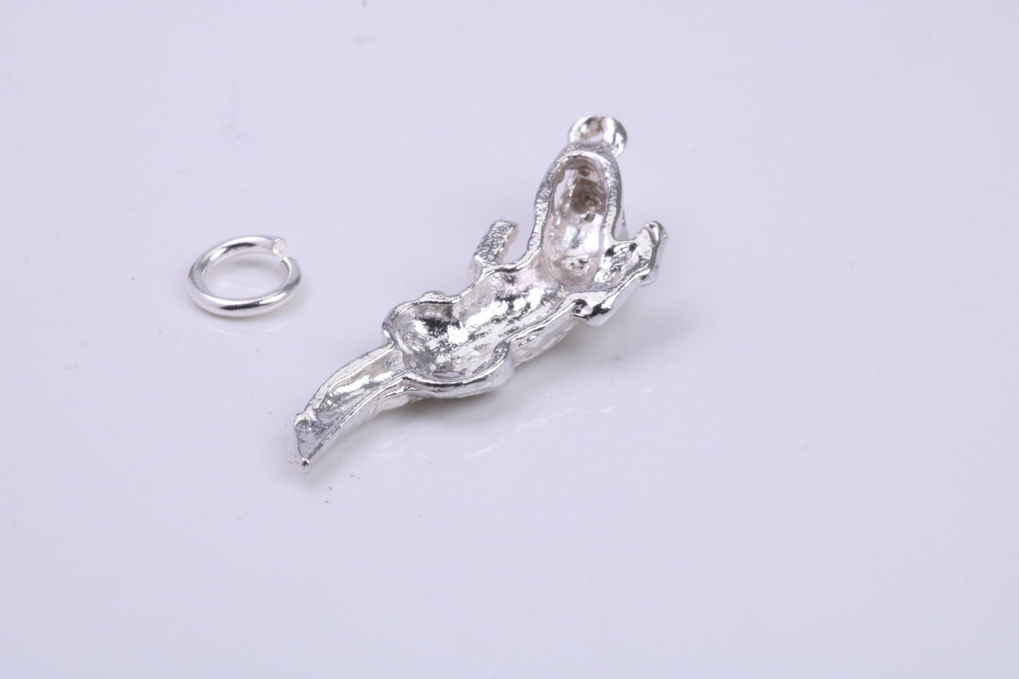 Crocodile Charm, Traditional Charm, Made from Solid 925 Grade Sterling Silver, Complete with Attachment Link