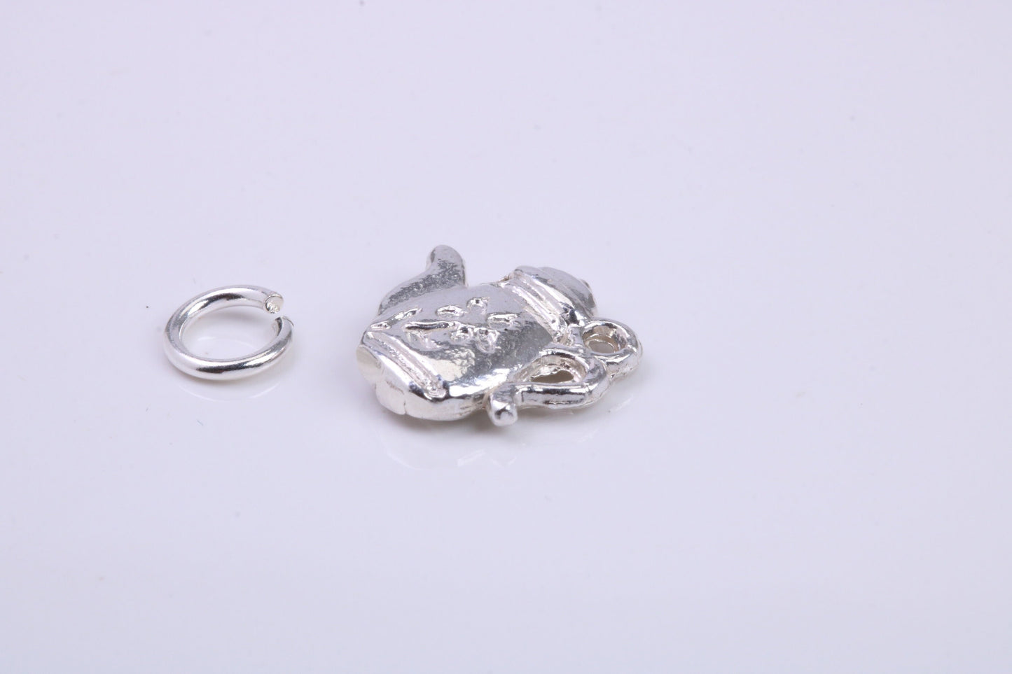 Tea Pot Charm, Traditional Charm, Made from Solid 925 Grade Sterling Silver, Complete with Attachment Link