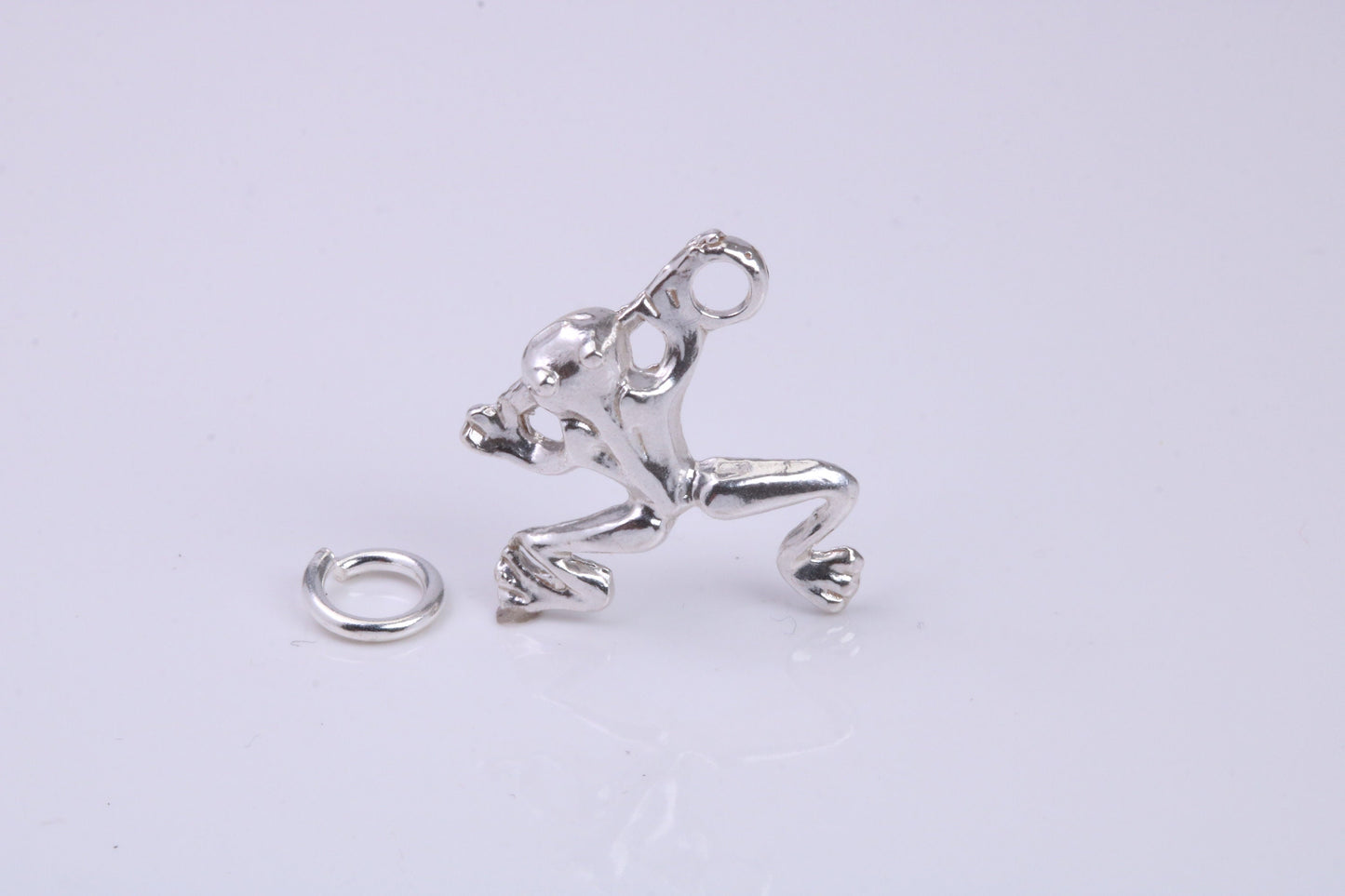 Frog Charm, Traditional Charm, Made from Solid 925 Grade Sterling Silver, Complete with Attachment Link