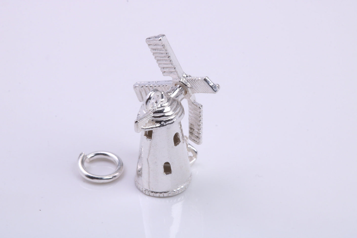 Windmill Charm, Traditional Charm, Made from Solid 925 Grade Sterling Silver, Complete with Attachment Link
