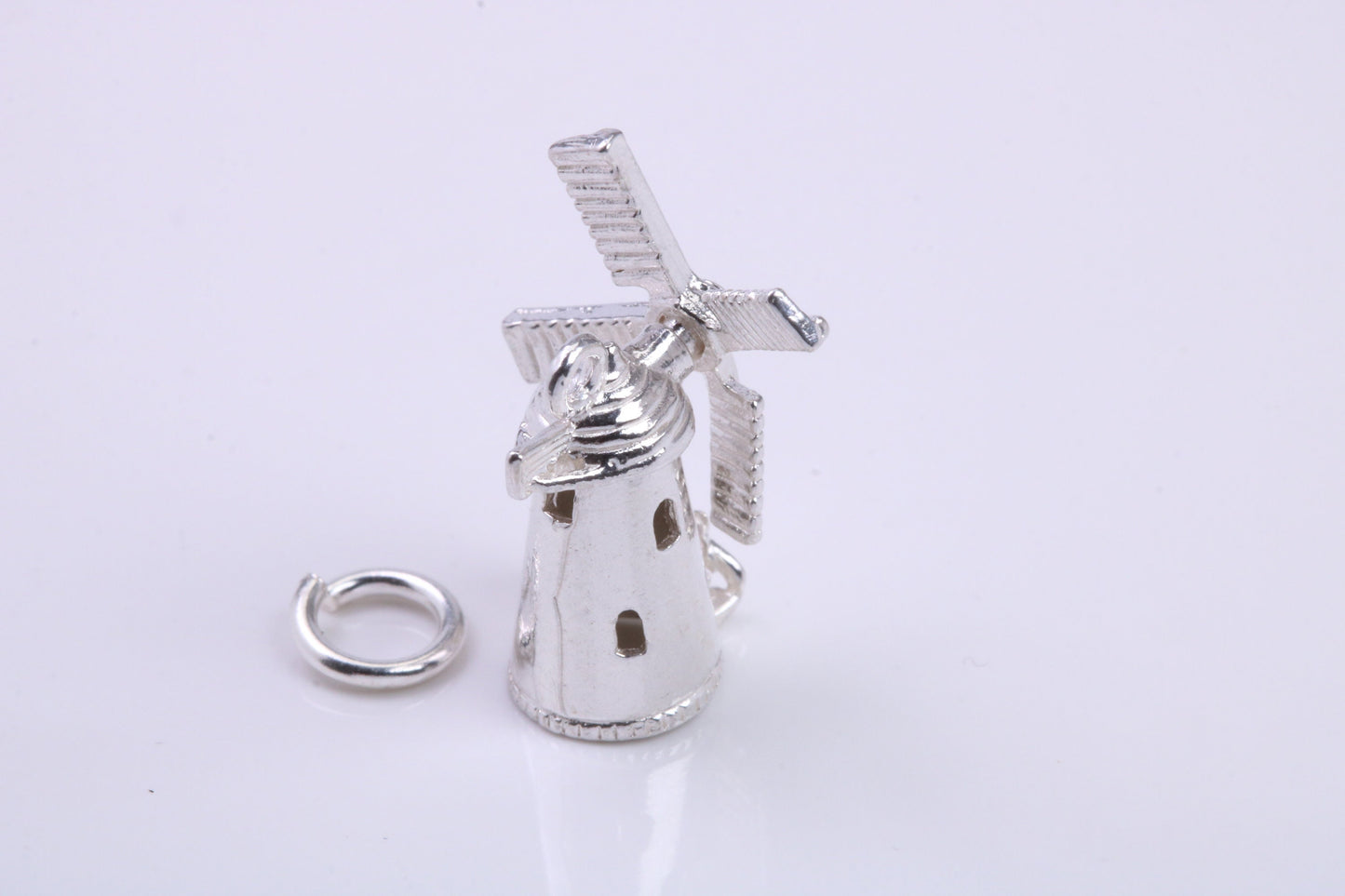 Windmill Charm, Traditional Charm, Made from Solid 925 Grade Sterling Silver, Complete with Attachment Link