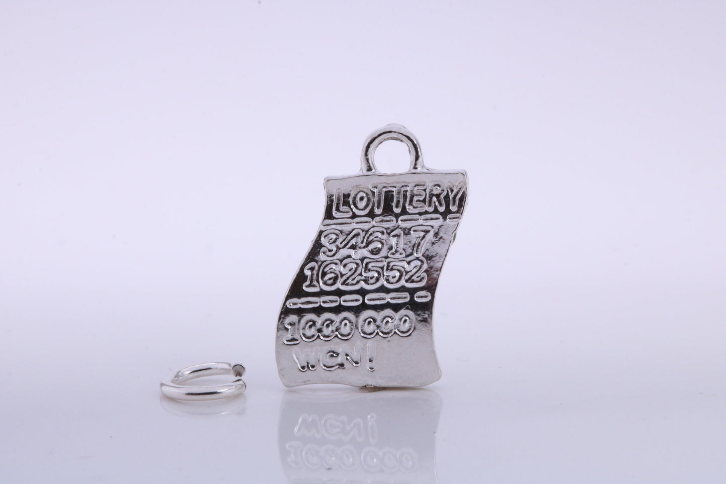 Winning Lottery Ticket Charm, Traditional Charm, Made from Solid 925 Grade Sterling Silver, Complete with Attachment Link