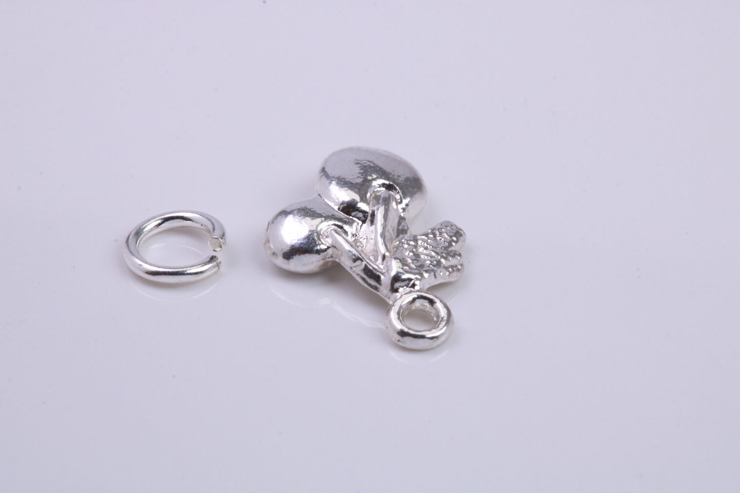 Cherries Charm, Traditional Charm, Made from Solid 925 Grade Sterling Silver, Complete with Attachment Link
