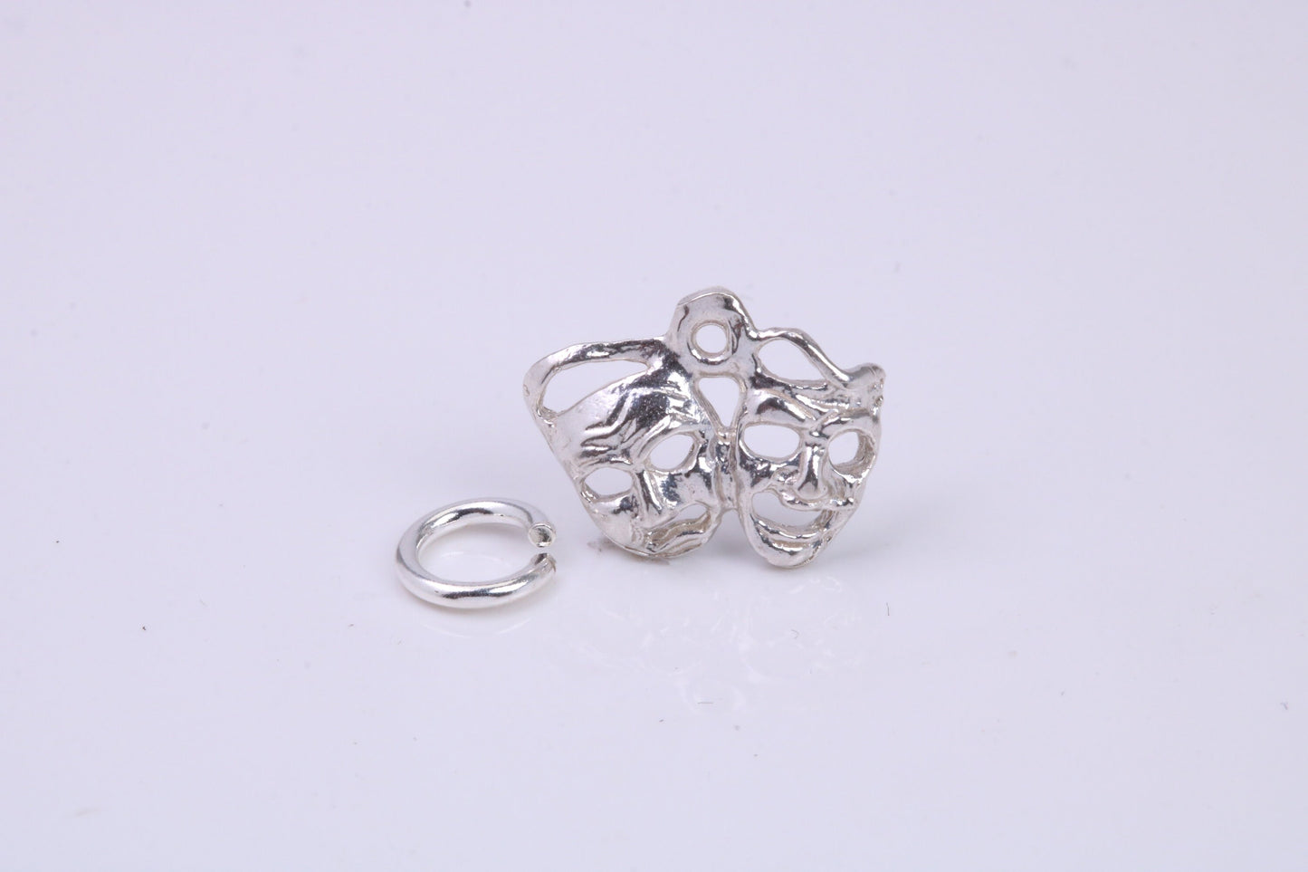 Pantomime Mask Charm, Traditional Charm, Made from Solid 925 Grade Sterling Silver, Complete with Attachment Link